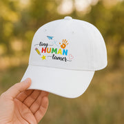 Tiny Human Tamer Hat, Funny Preschool Teacher Cap, Daycare Staff Gift, Colorful Educator Hat, Early Childhood Teacher Apparel