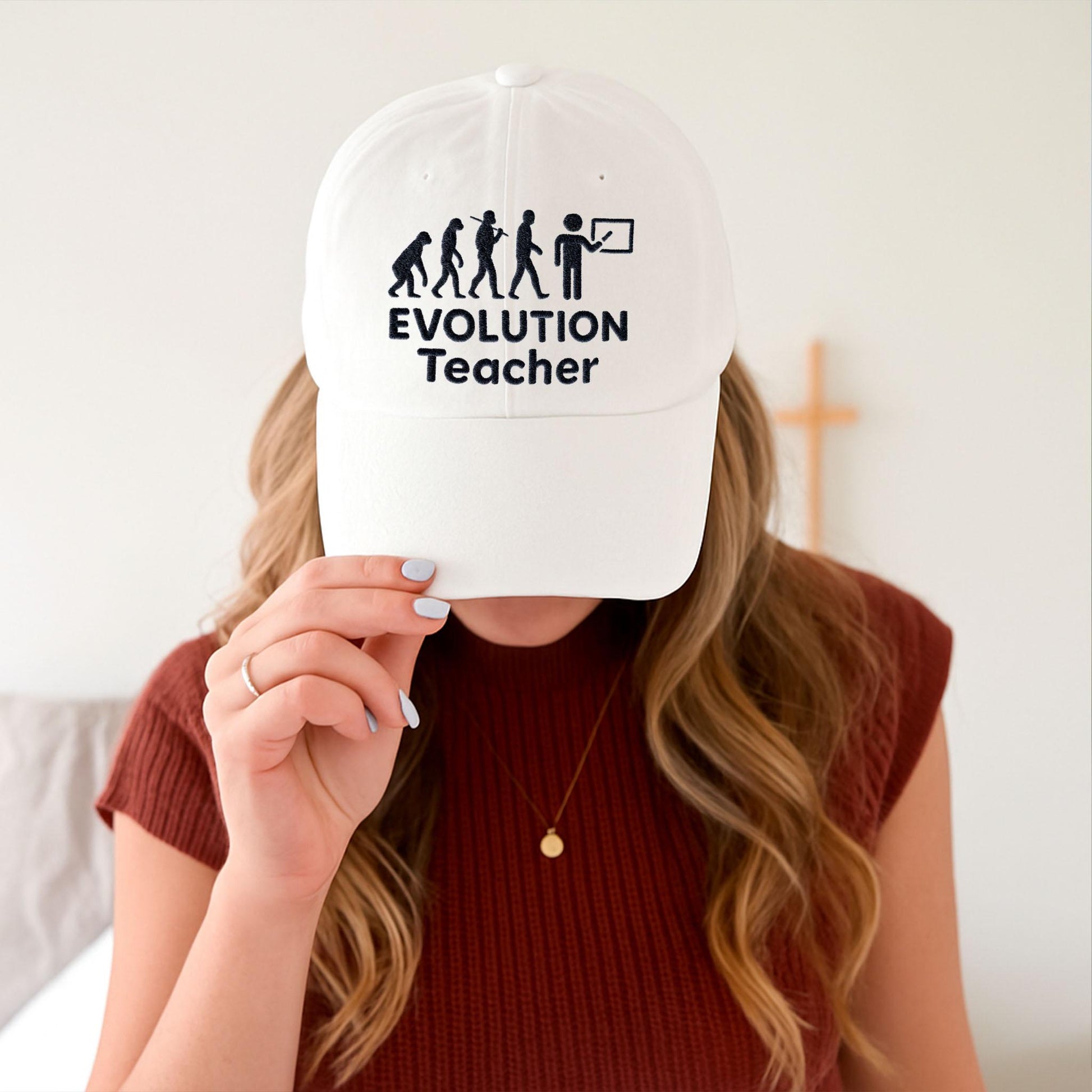 Evolution Teacher Hat, Embroidered Science Cap, Funny Biology Gift, STEM Educator Hat, High School Teacher Apparel, Nerdy Teacher Cap