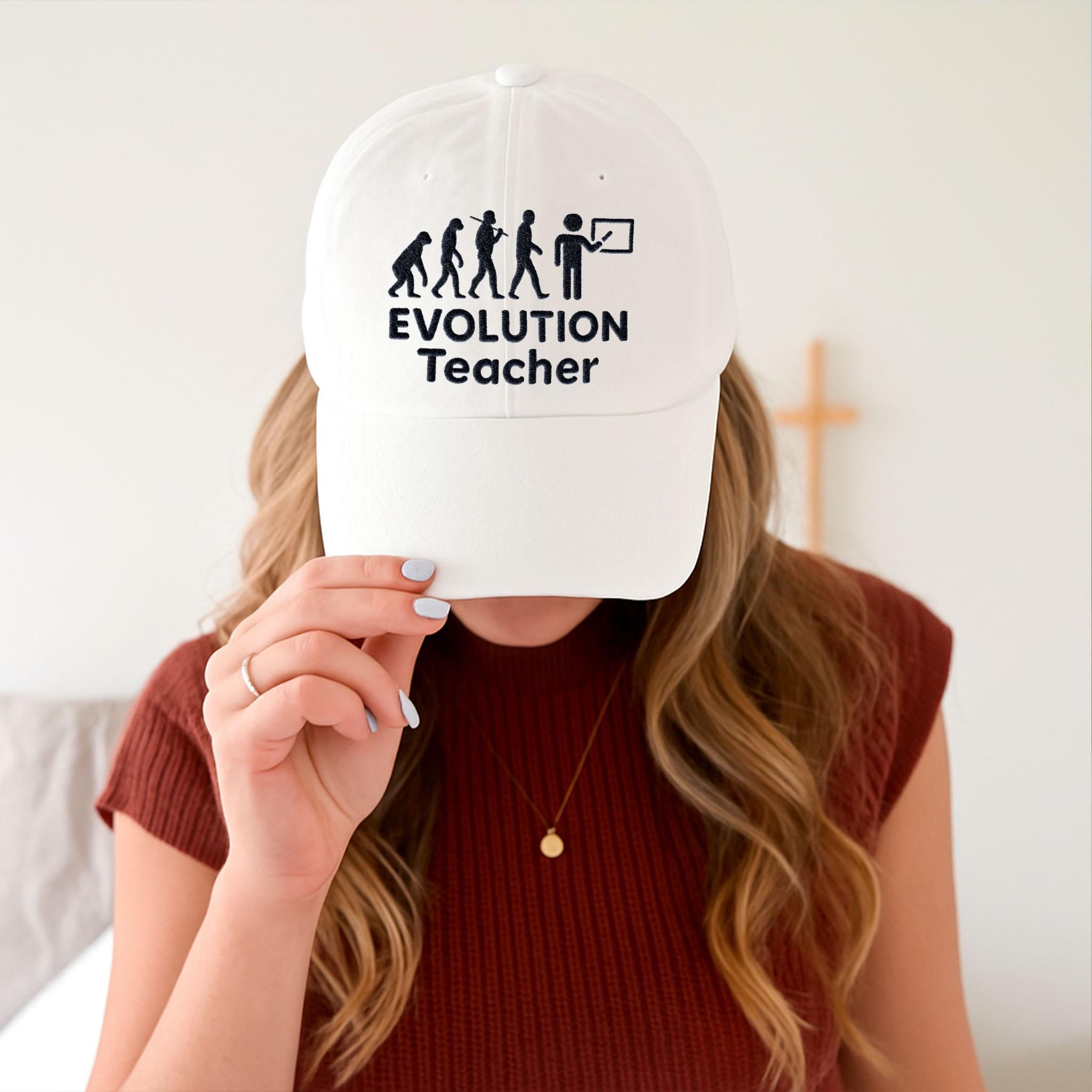 Evolution Teacher Hat, Embroidered Science Cap, Funny Biology Gift, STEM Educator Hat, High School Teacher Apparel, Nerdy Teacher Cap