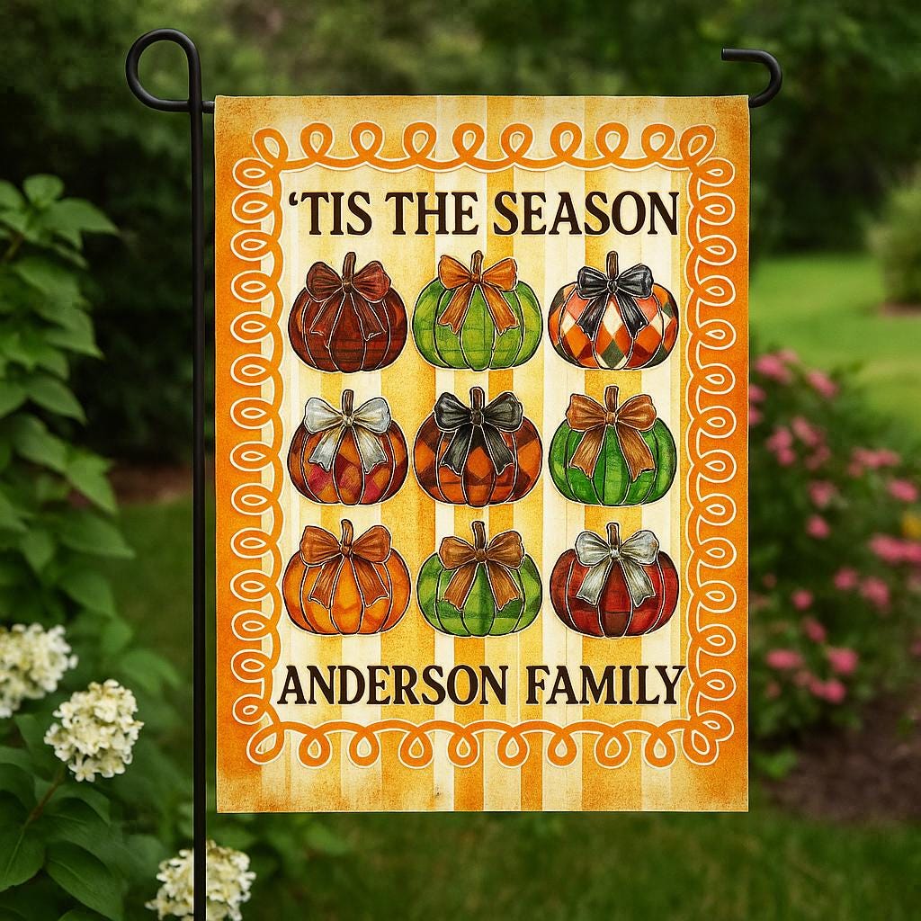 Personalized Fall Garden Flag – Tis The Season Pumpkin Yard Decor – Custom Family Name Autumn Outdoor Sign – Thanksgiving Porch Flag