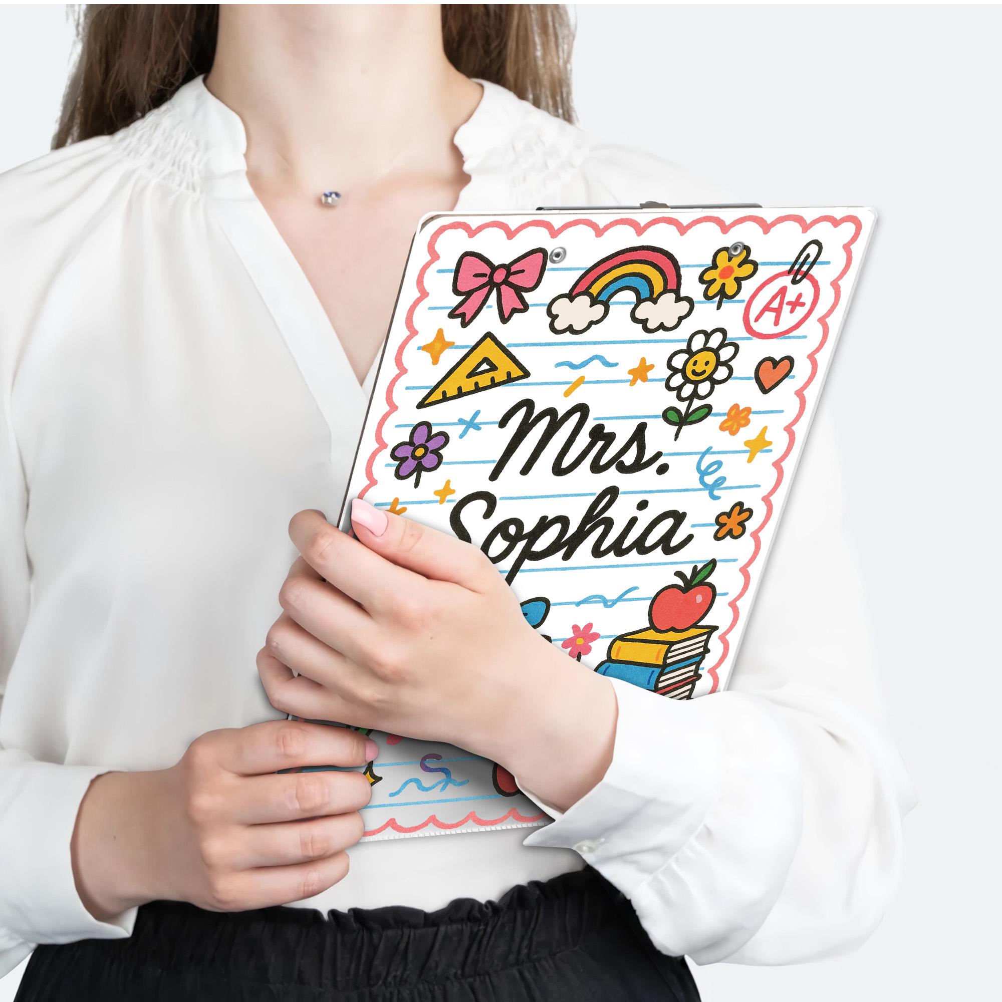 Personalized Teacher Clipboard, Cute School Supplies Gift, Custom Name Clipboard for Classroom, Gift for Educator, Back To School Gif