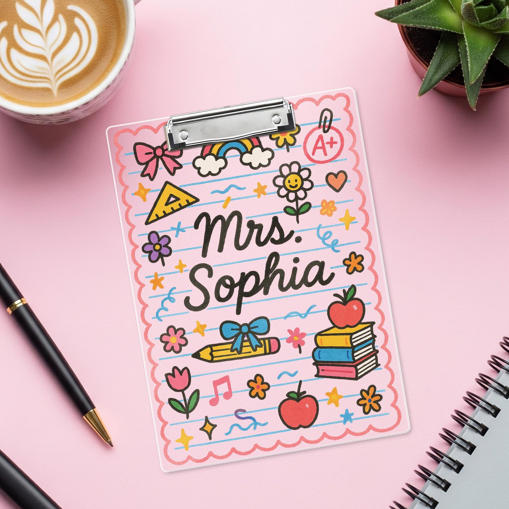 Personalized Teacher Clipboard, Cute School Supplies Gift, Custom Name Clipboard for Classroom, Gift for Educator, Back To School Gif