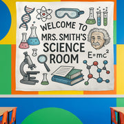Science Classroom Tapestry, Personalized Science Room Decor, Teacher Wall Banner, STEM Lab Back to School Sign, Classroom Decor