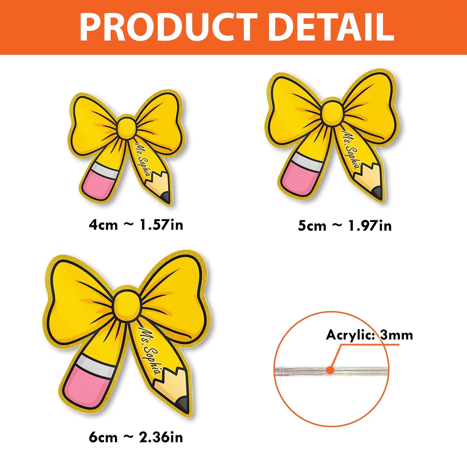 Bow Pencil Badge Reel, Custom Teacher Name ID Clip, Cute Retractable Badge Holder, Back to School Gift for Teacher, Teacher Accessories