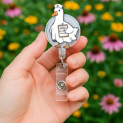 Spooky but Still Charting Duck Badge Reel - Funny Halloween Nurse ID Holder, Ghost Goose RN CNA Clip for Medical and Hospital Staff