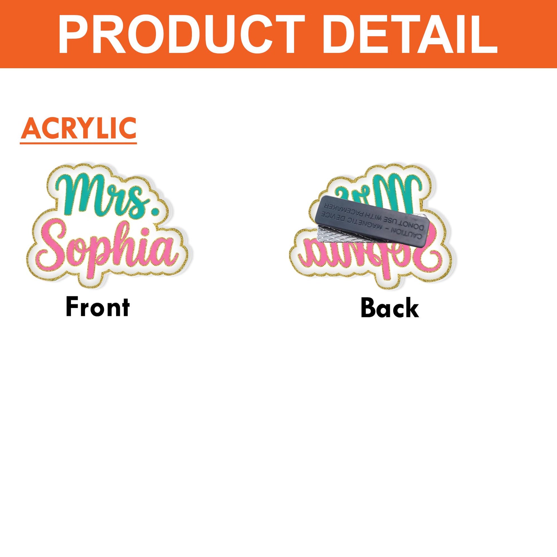 Custom Teacher Name Tag, Magnetic Glitter Badge for Teacher, Personalized Classroom ID, Cute School Staff Accessory, Back To School Gift