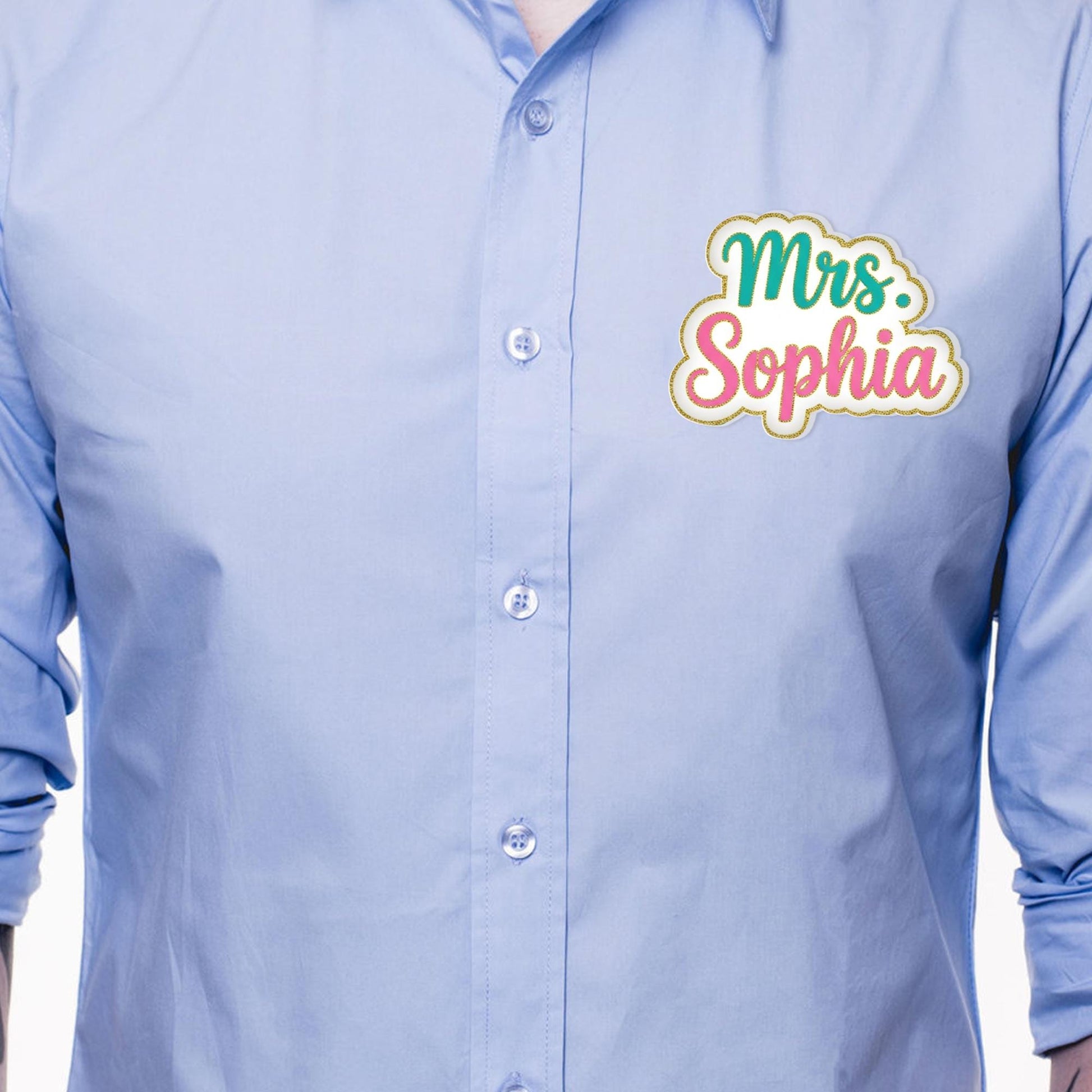 Custom Teacher Name Tag, Magnetic Glitter Badge for Teacher, Personalized Classroom ID, Cute School Staff Accessory, Back To School Gift