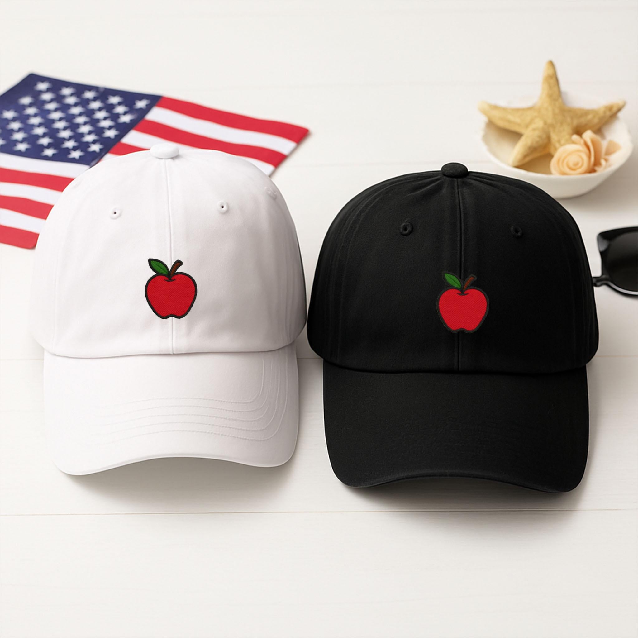 Minimalist Teacher Hat, Red Apple Embroidered Cap, Teacher Appreciation Gift, White or Black Baseball Hat, Back to School Hat