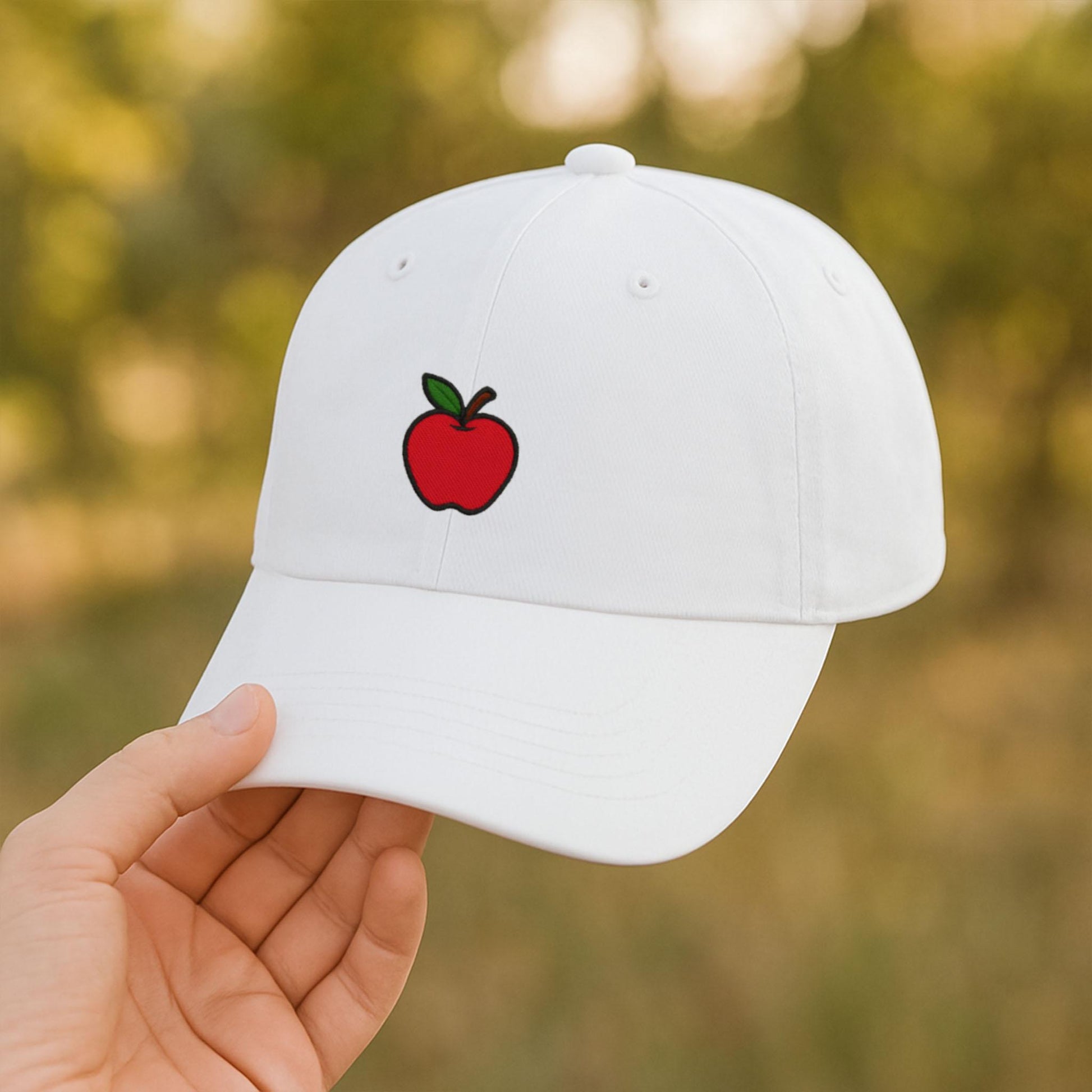 Minimalist Teacher Hat, Red Apple Embroidered Cap, Teacher Appreciation Gift, White or Black Baseball Hat, Back to School Hat