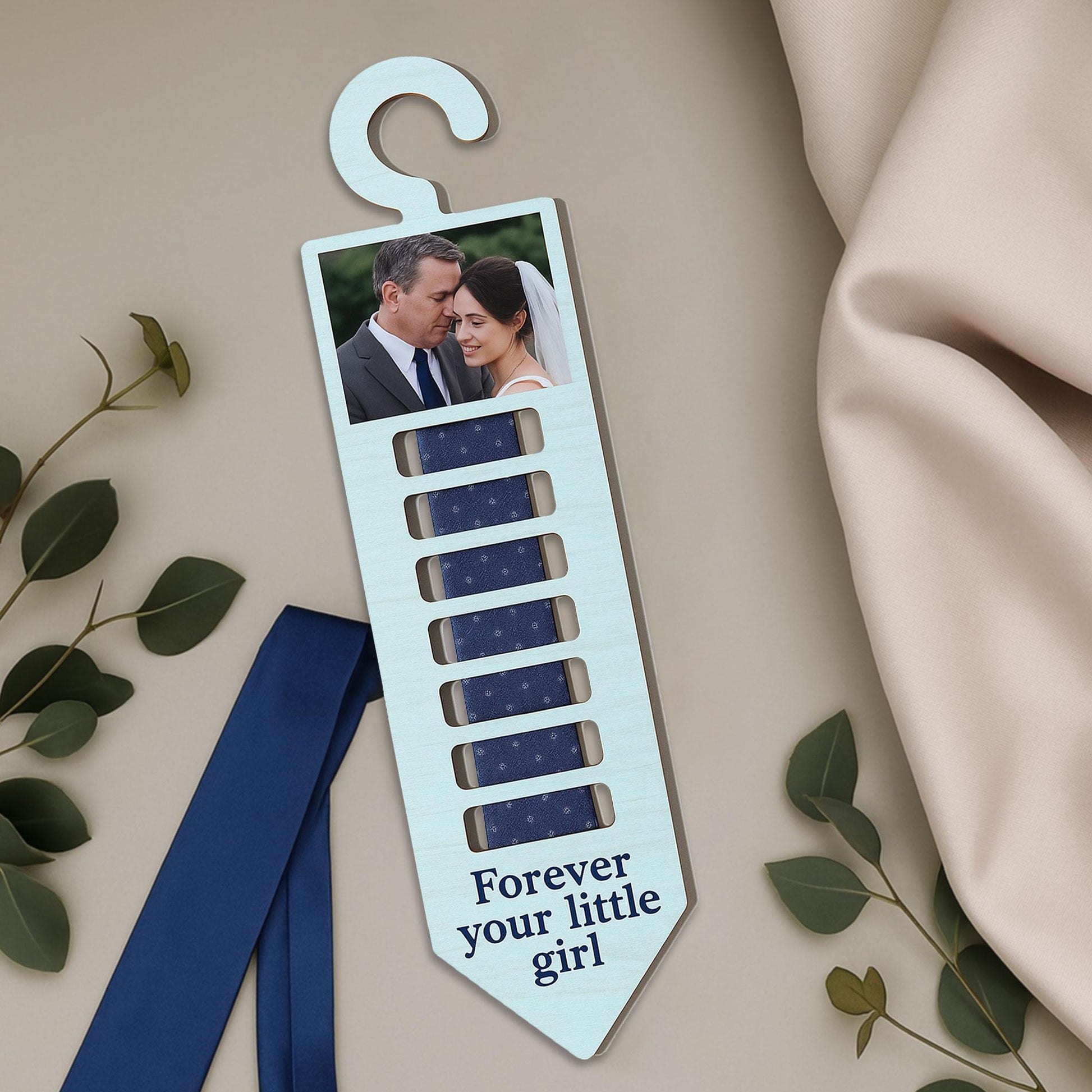 Father of the Bride Tie Hanger Gift, Custom Photo Wedding Gift from Daughter, Personalized Keepsake for Dad, Forever Your Little Girl