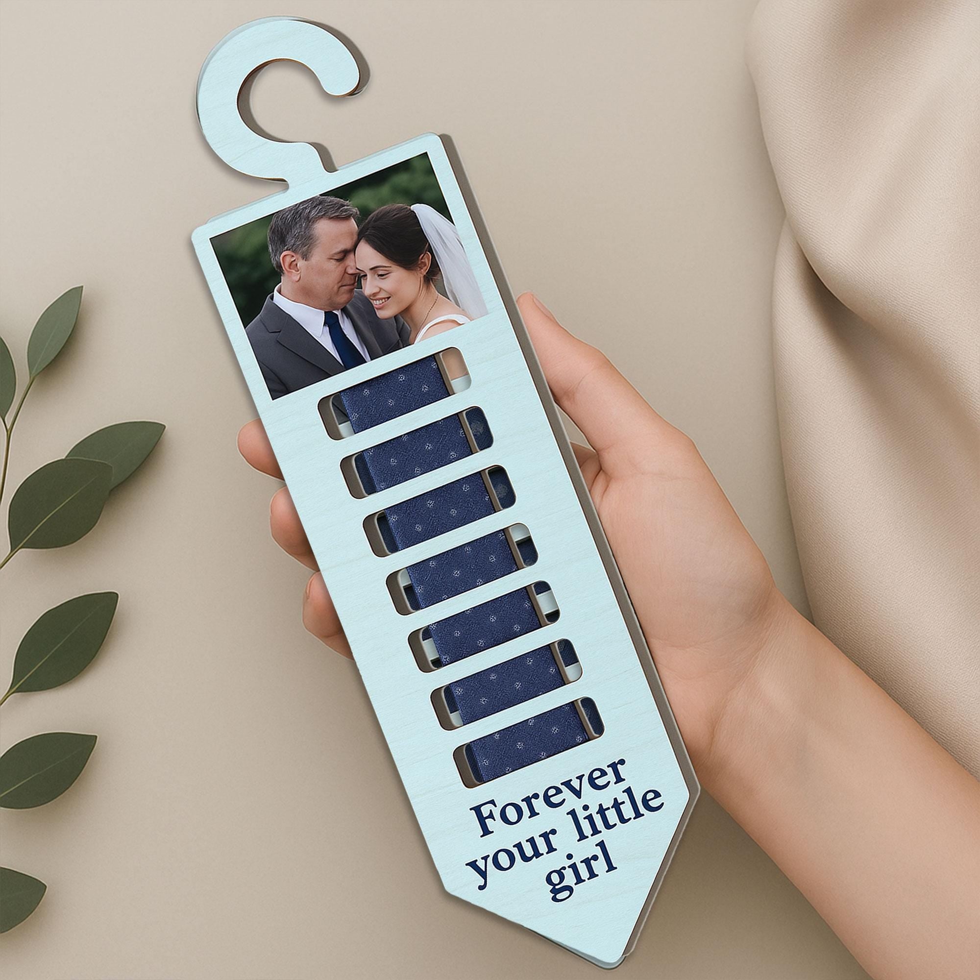 Father of the Bride Tie Hanger Gift, Custom Photo Wedding Gift from Daughter, Personalized Keepsake for Dad, Forever Your Little Girl