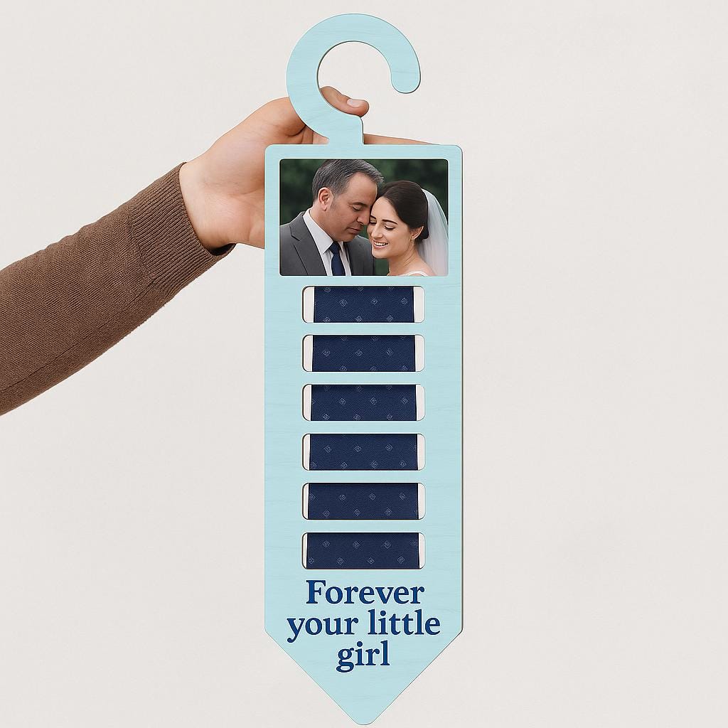 Father of the Bride Tie Hanger Gift, Custom Photo Wedding Gift from Daughter, Personalized Keepsake for Dad, Forever Your Little Girl