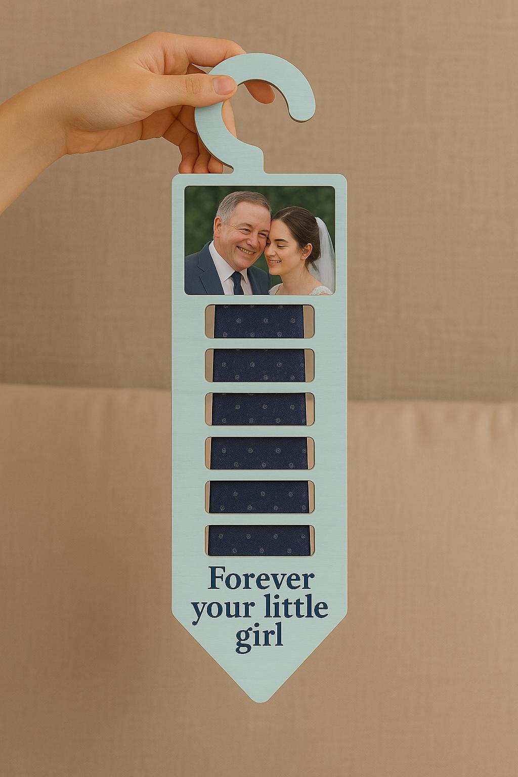 Father of the Bride Tie Hanger Gift, Custom Photo Wedding Gift from Daughter, Personalized Keepsake for Dad, Forever Your Little Girl