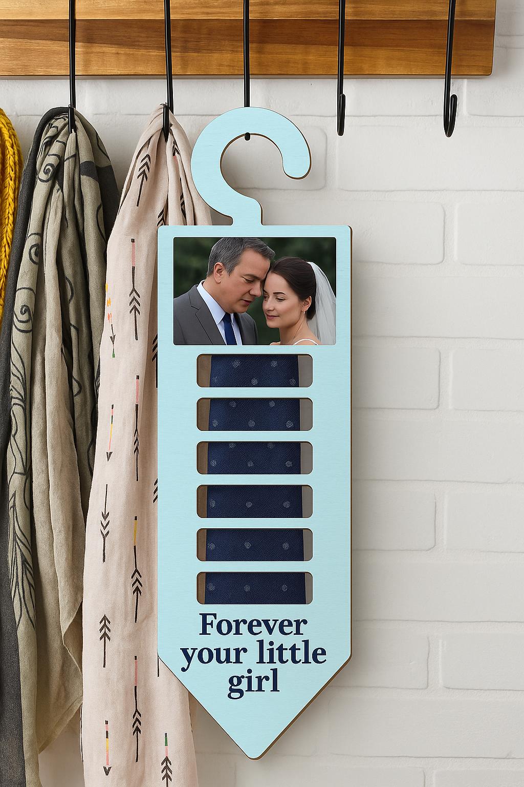 Father of the Bride Tie Hanger Gift, Custom Photo Wedding Gift from Daughter, Personalized Keepsake for Dad, Forever Your Little Girl