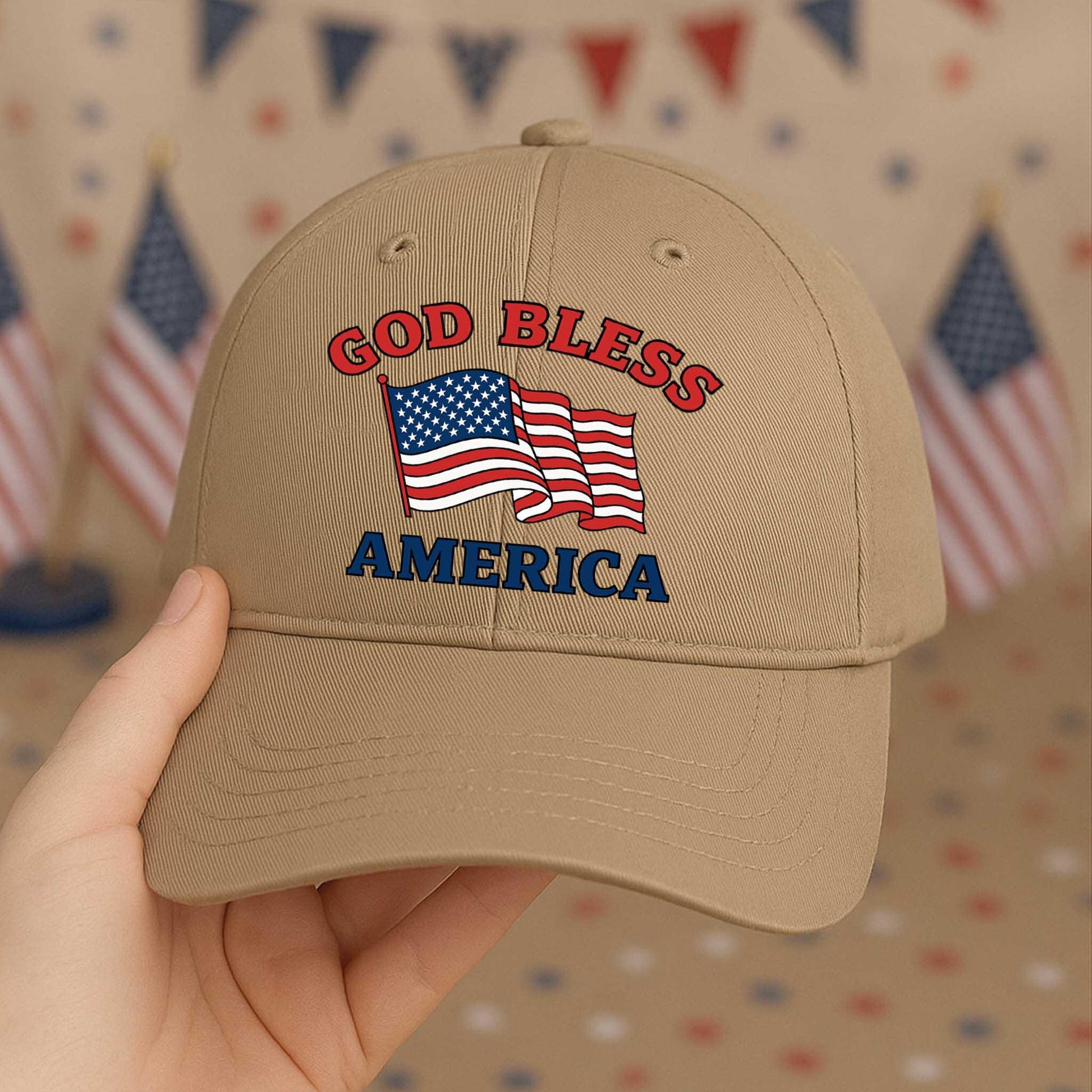 God Bless America Hat – Patriotic White Baseball Cap with USA Flag – 4th of July, Veterans Day, Christian American Gift Idea