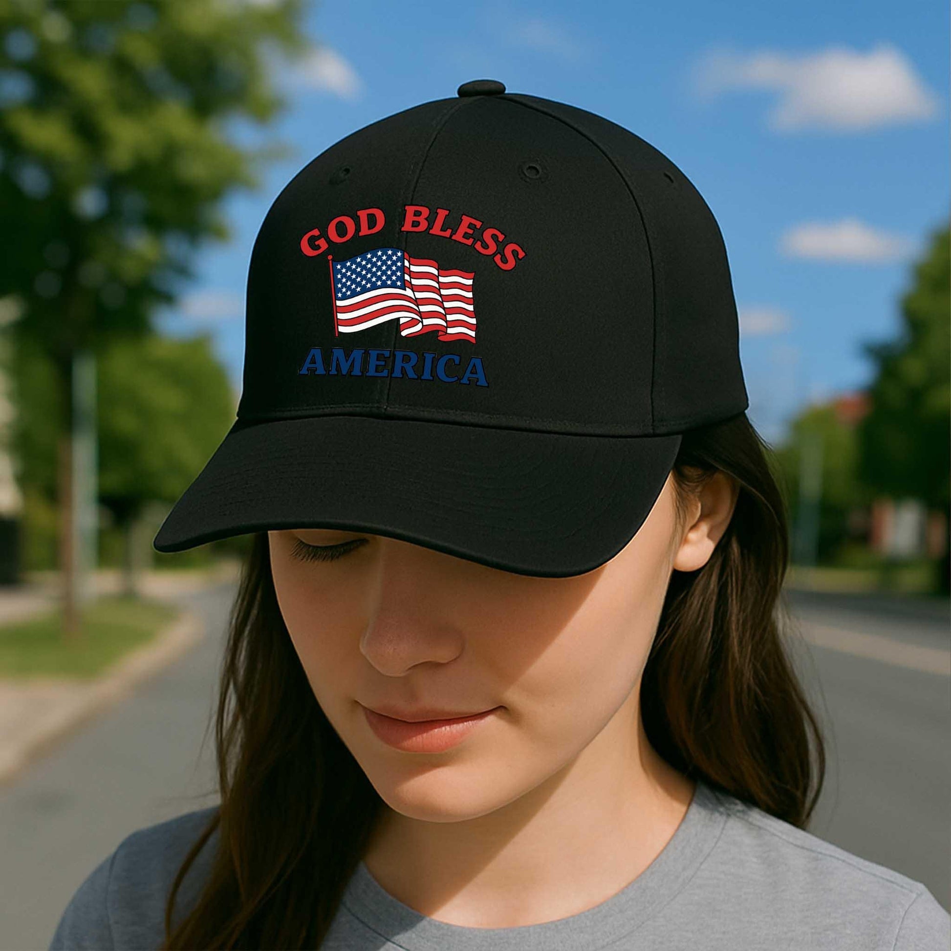 God Bless America Hat – Patriotic White Baseball Cap with USA Flag – 4th of July, Veterans Day, Christian American Gift Idea