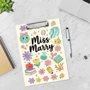 Custom Teacher Clipboard – Personalized Cute School Supplies Design – Name Clipboard for Classroom – Gift for Miss Marry or Educators