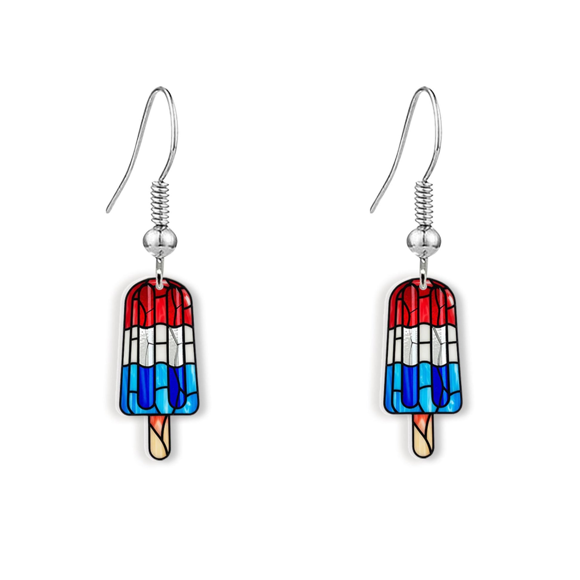 Patriotic Popsicle Earrings, Red White Blue Jewelry, 4th of July Accessories, USA Flag Earrings, Summer Fun Gift, American Pride