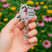 Certified Yapper Raccoon Badge Reel – Funny Retractable ID Holder for Talkative Nurses, Teachers, Office Staff – Cute Clip Accessory