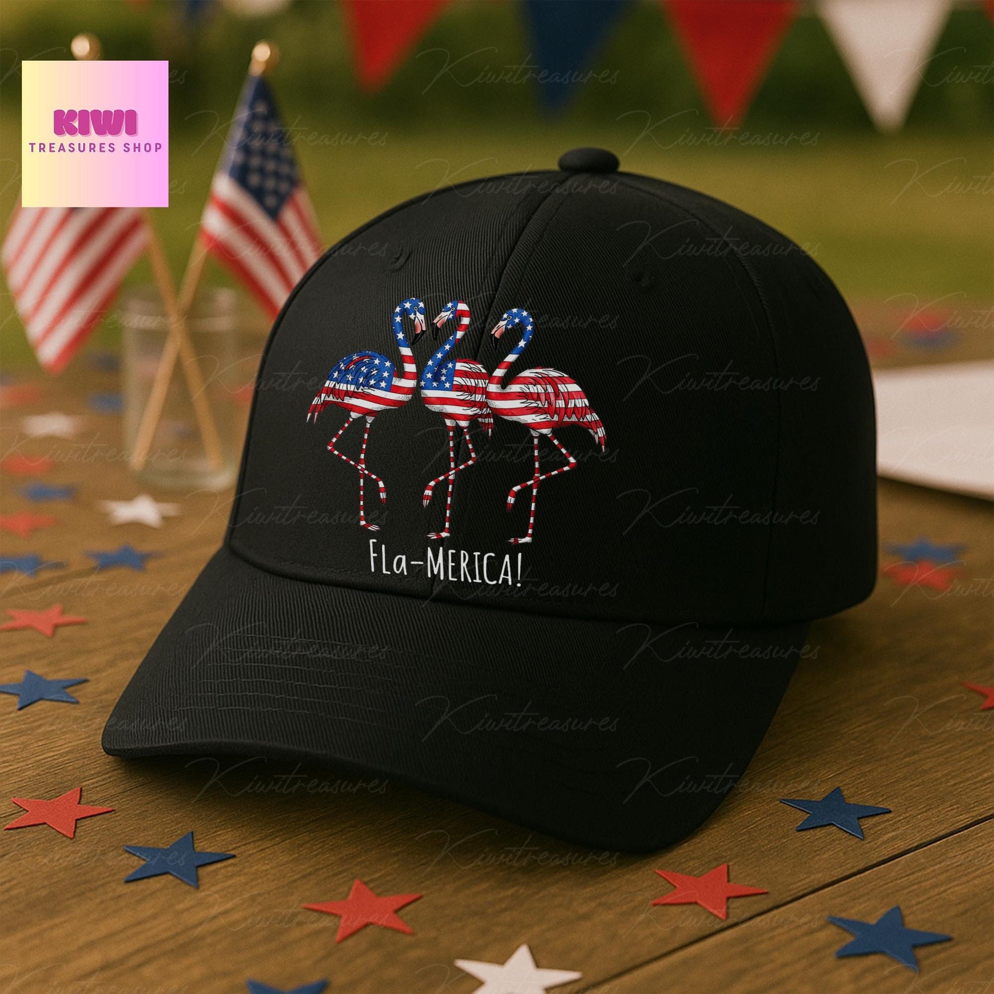 Patriotic Flamingo Hat, Fla-MERICA Cap, 4th of July USA Hat, Funny Summer Baseball Hat, American Flag Animal Hat, Patriotic Summer Hat