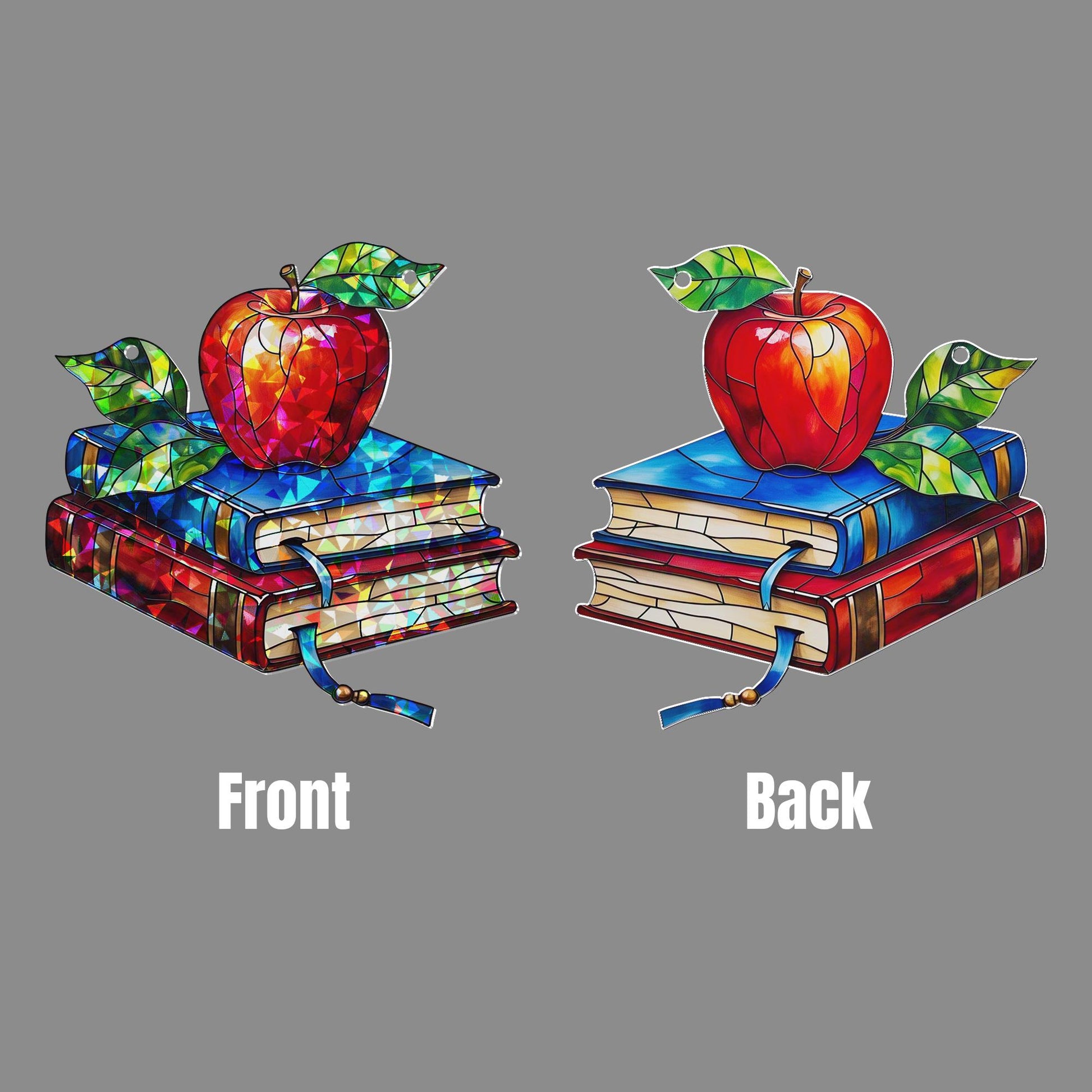 Apple Book Acrylic Window Hanging | Back to School Teacher Gift | Classroom Hanging Decor, Back to School Decor