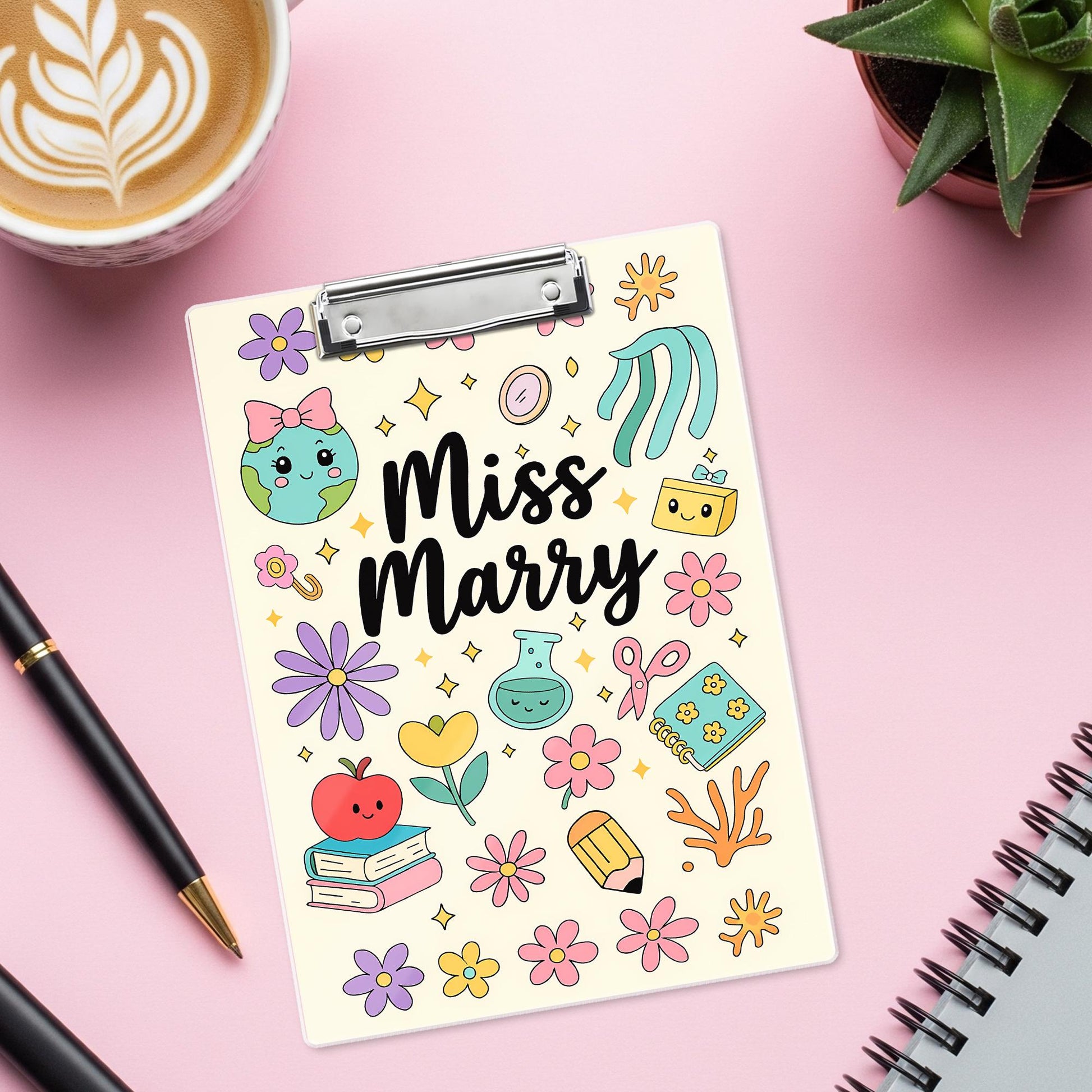 Custom Teacher Clipboard for Back to School | Personalized Name Clipboard | Cute School Supplies Design | Teacher Gift Idea