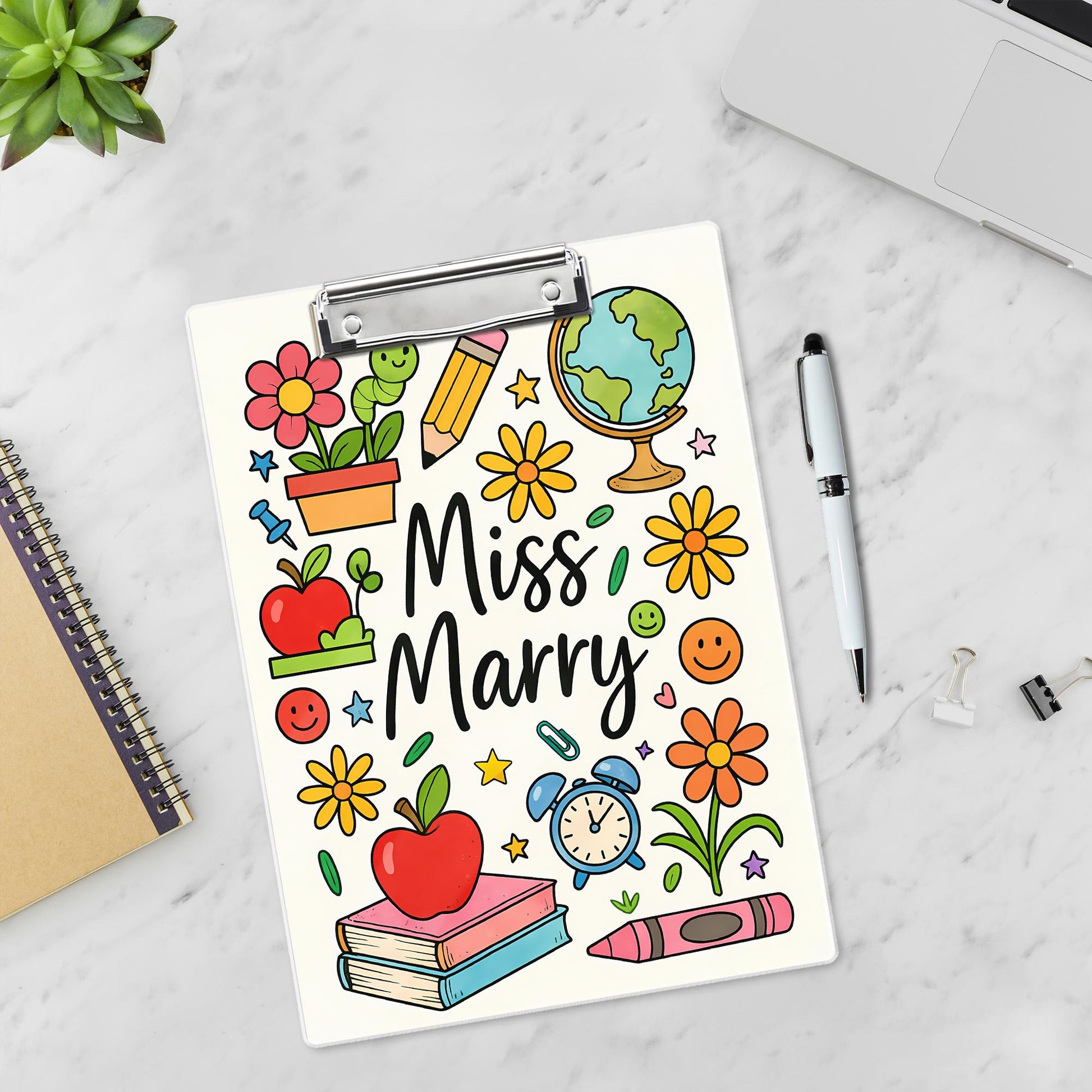 Custom Teacher Clipboard – Personalized Classroom Supply Design – Cute Name Clipboard for Miss Marry – School Desk Gift for Educators