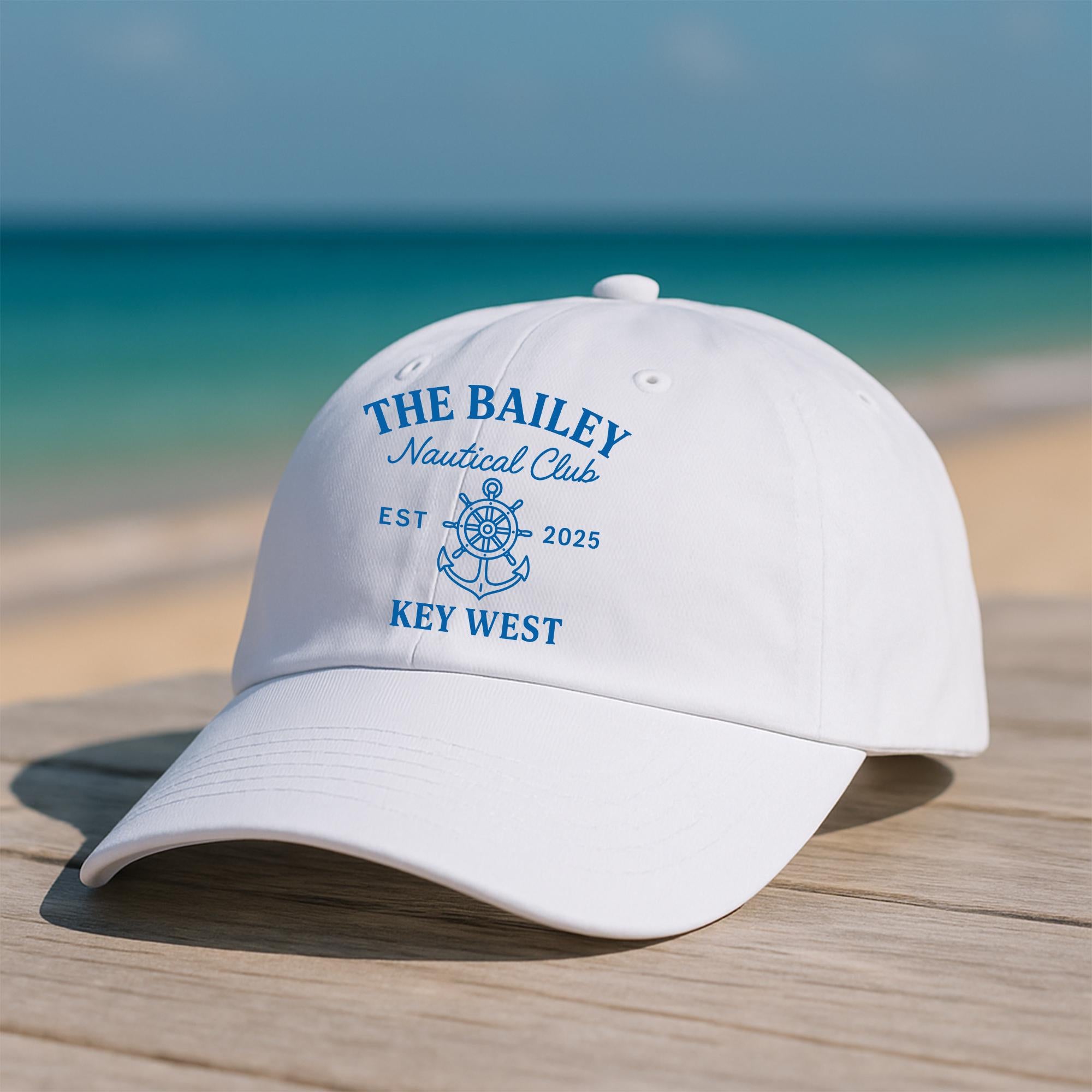 Custom Nautical Club Hat – Personalized Summer Vacation Cap with Anchor & Helm Design, Family Beach Trip or Boat Party Gift 2025
