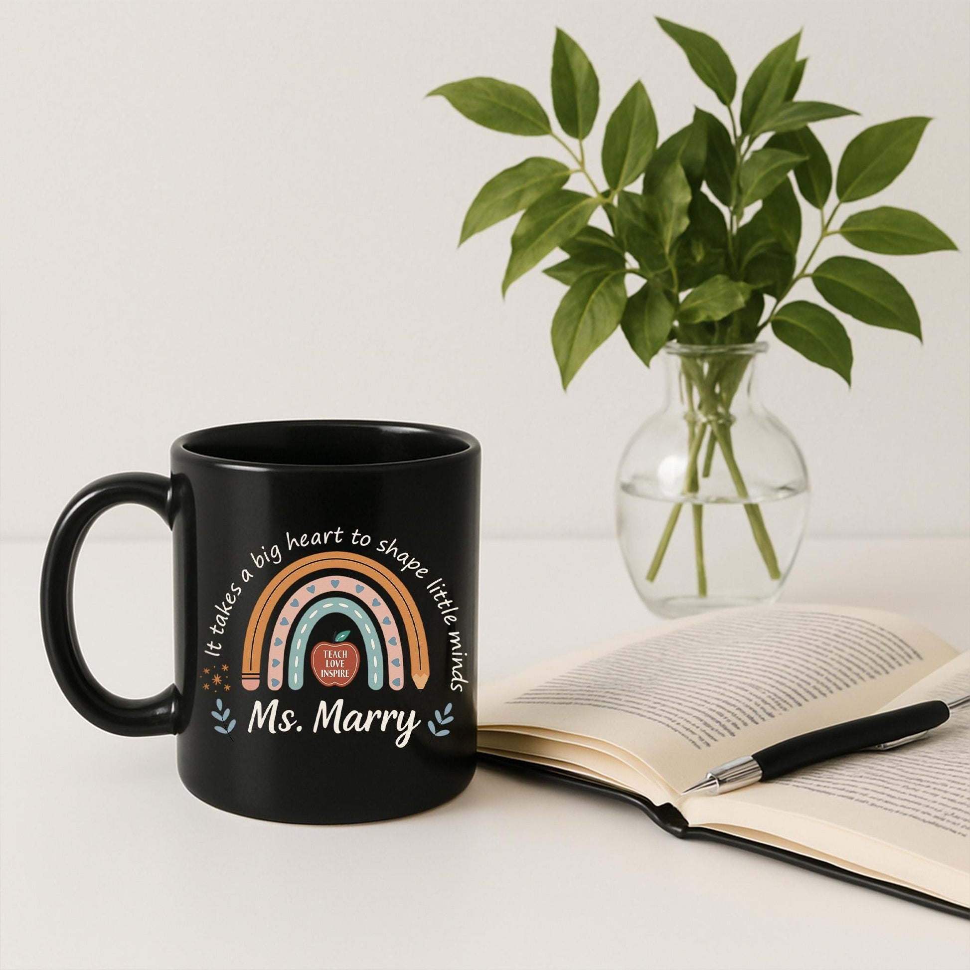 Custom Teacher Name Mug | Back to School Gift for Teacher | Personalized Rainbow Coffee Cup | Teacher Appreciation Gift