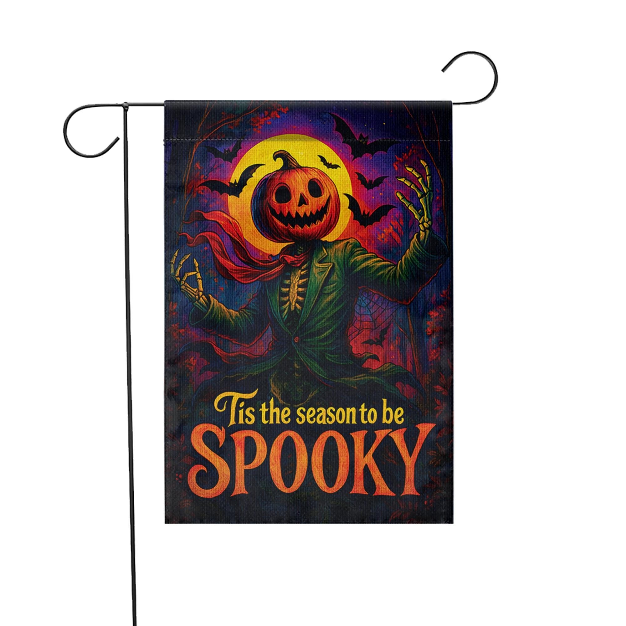 Spooky Halloween Garden Flag, Tis The Season To Be Spooky, Pumpkin Head Scarecrow Decor, Vintage Outdoor Yard Art, Retro Jack O Lantern