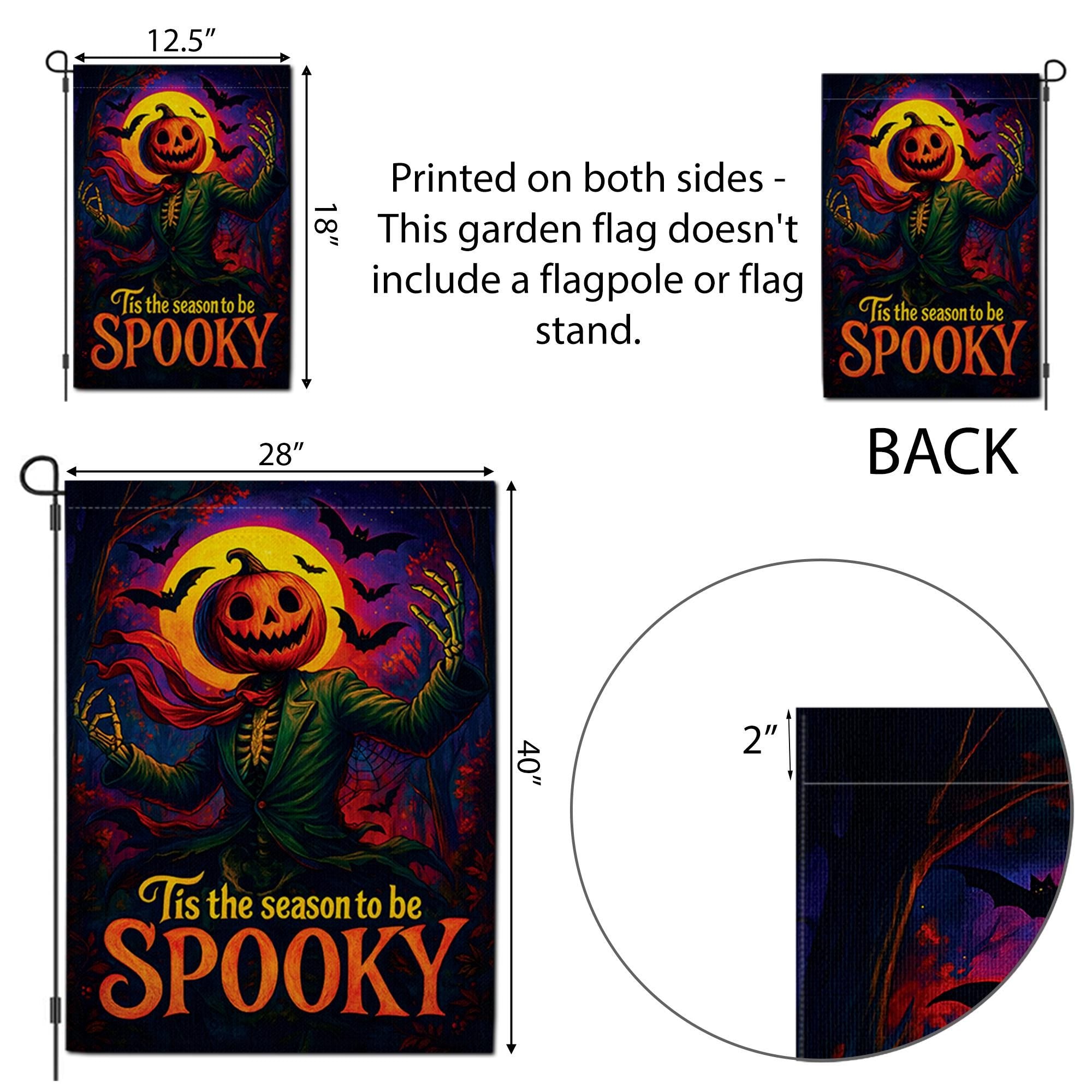 Spooky Halloween Garden Flag, Tis The Season To Be Spooky, Pumpkin Head Scarecrow Decor, Vintage Outdoor Yard Art, Retro Jack O Lantern