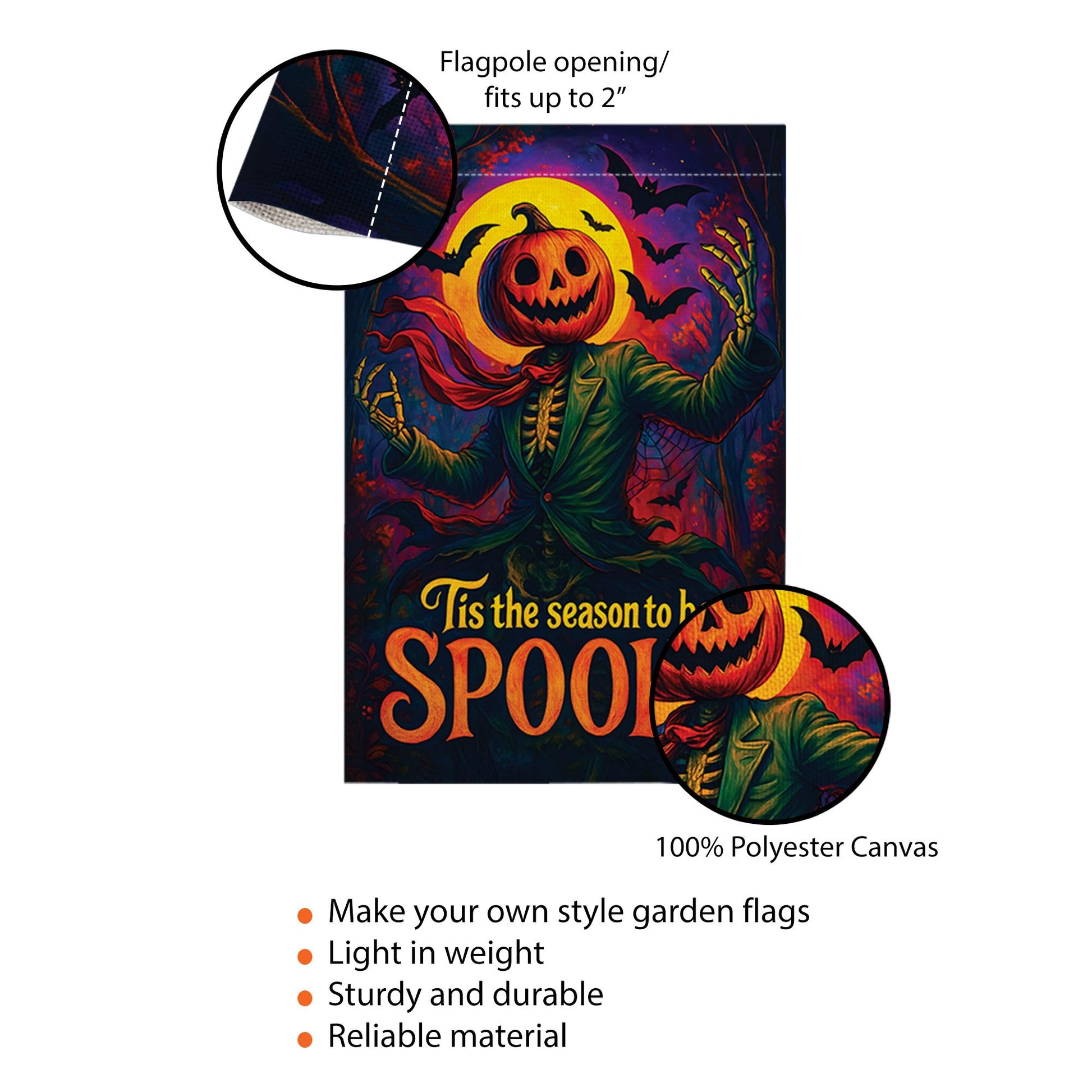 Spooky Halloween Garden Flag, Tis The Season To Be Spooky, Pumpkin Head Scarecrow Decor, Vintage Outdoor Yard Art, Retro Jack O Lantern