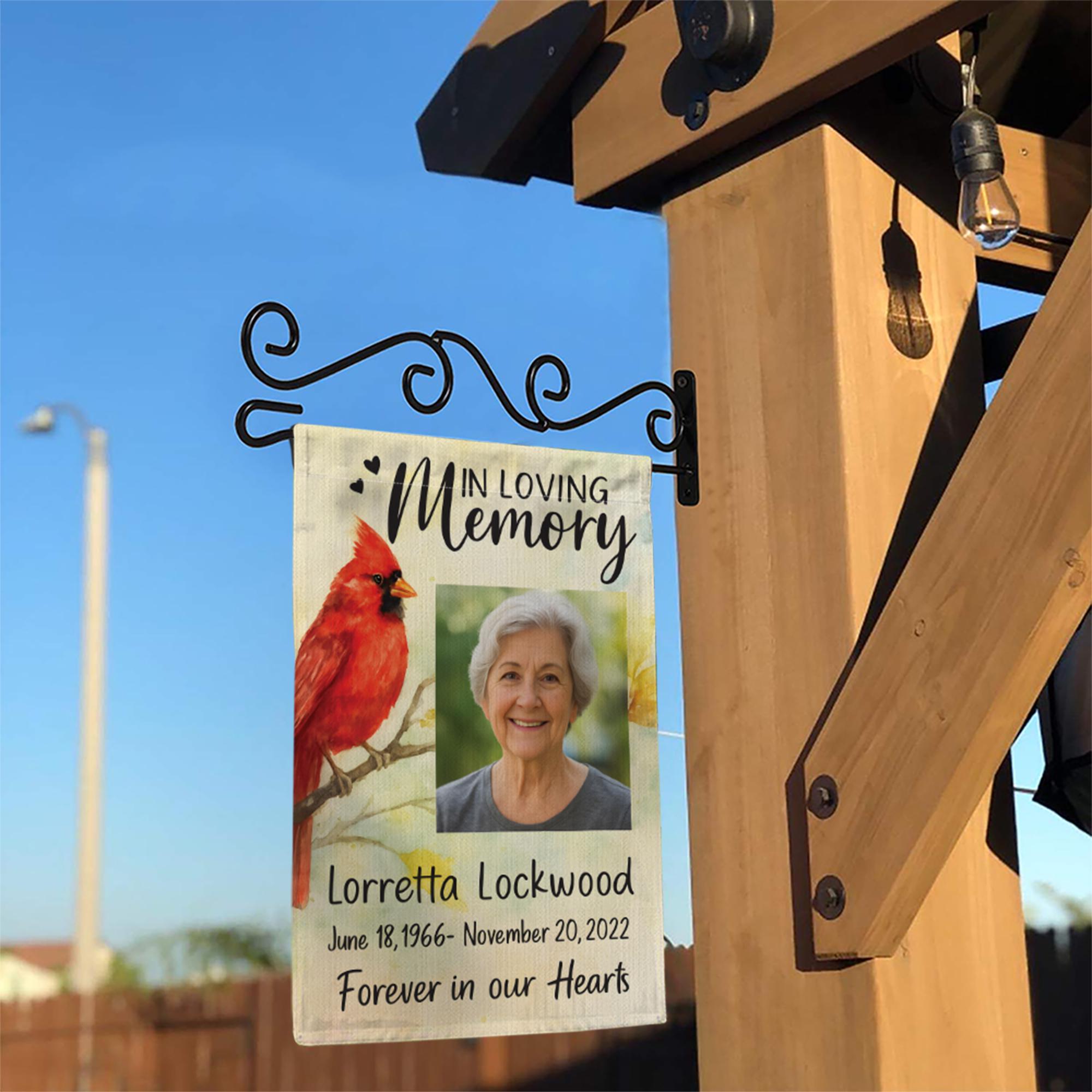 Personalized Cardinal Memorial Garden Flag, Custom Photo Sympathy Gift for Loss of Loved One, Cemetery Decoration, Bereavement Gift