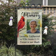 Personalized Cardinal Memorial Garden Flag, Custom Photo Sympathy Gift for Loss of Loved One, Cemetery Decoration, Bereavement Gift