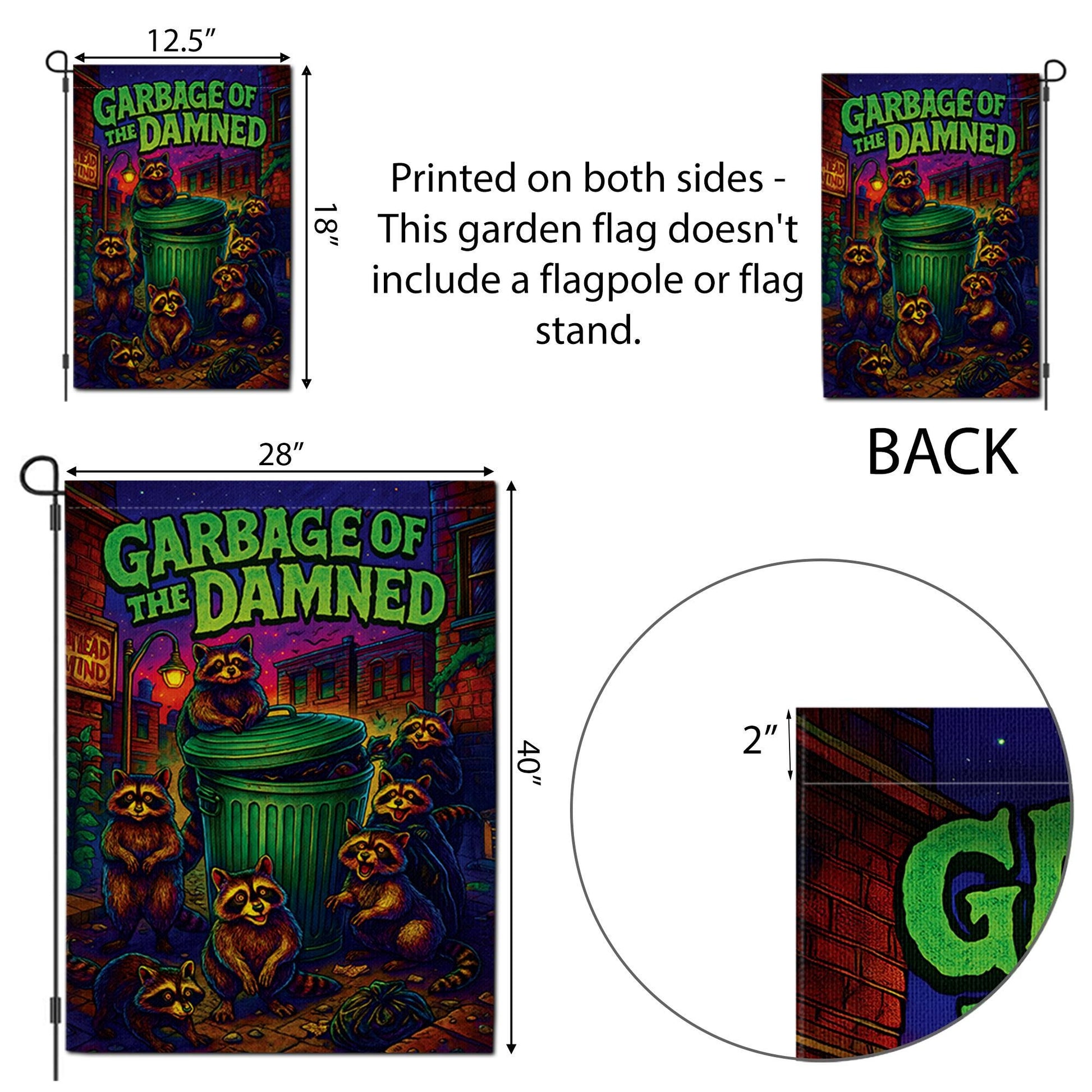 Garbage of the Damned Raccoon Flag, Funny Trash Panda Garden Decor, Spooky Gothic Halloween Sign, Psychedelic Horror Art, Housewarming Gift