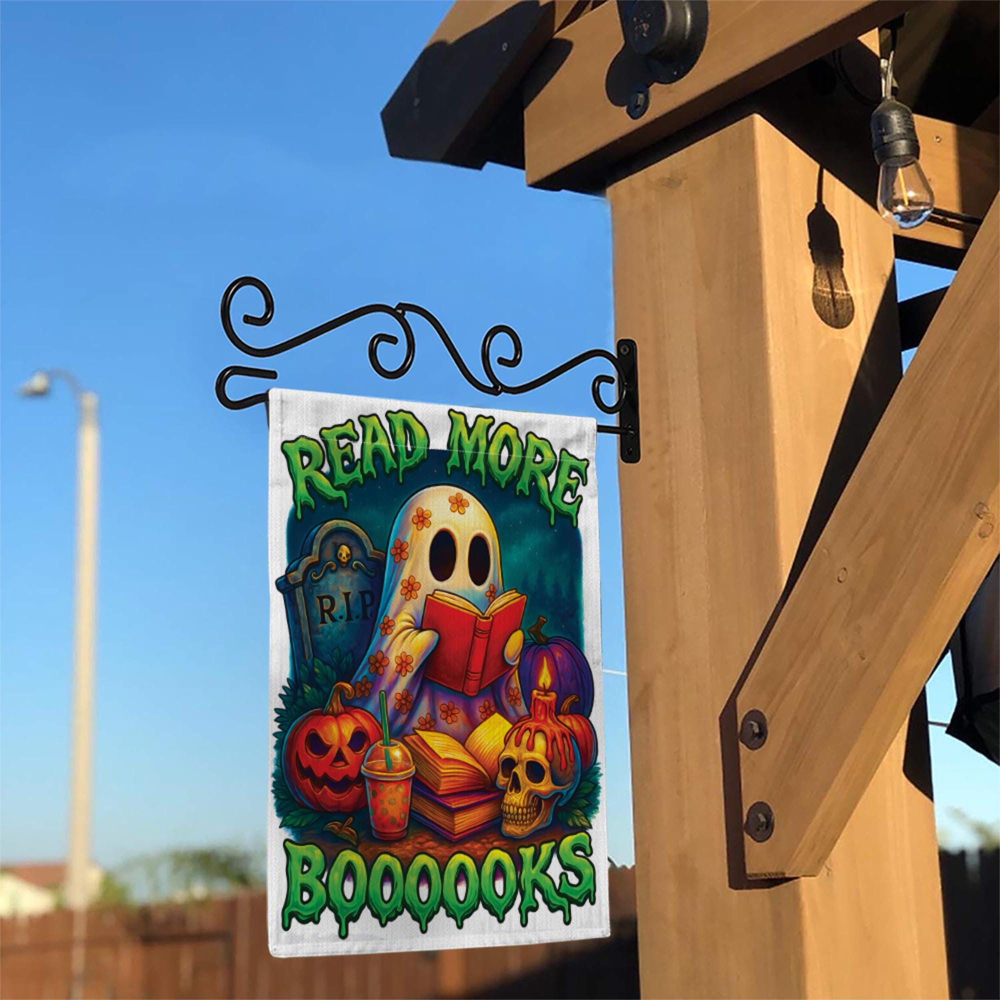 Read More Boooooks Ghost Flag, Spooky Book Lover Halloween Decor, Cute Reading Ghost Yard Art, Bookworm Gift for Librarian, Fall Decor