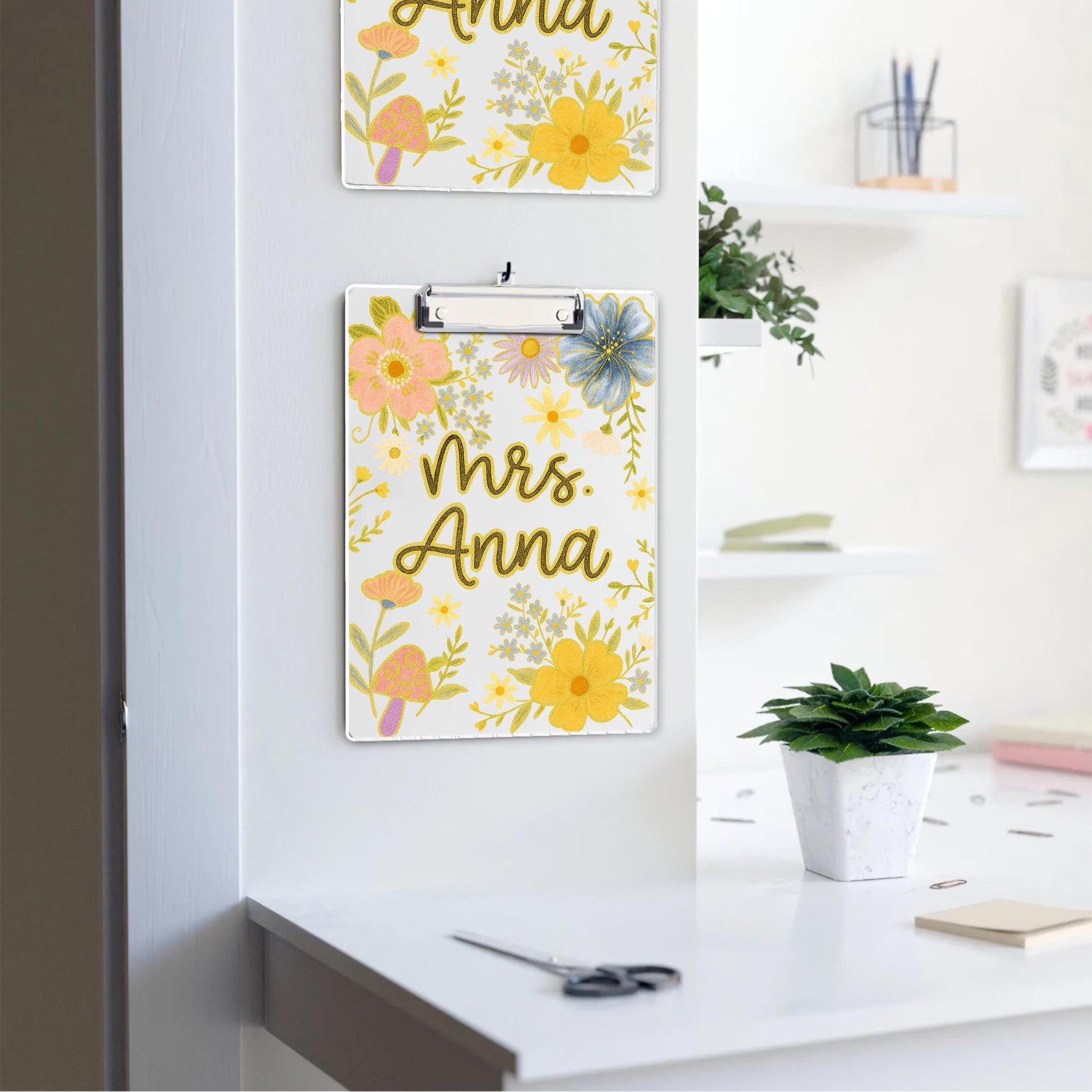 Custom Teacher Clipboard with Name, Personalized Floral Office Clipboard, Cute Gift for Educators , Classroom Desk Decor