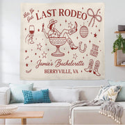 Custom Last Rodeo Bachelorette Tapestry, Western Party Banner for Bride, Personalized Cowgirl Decor for Girls Weekend Bash