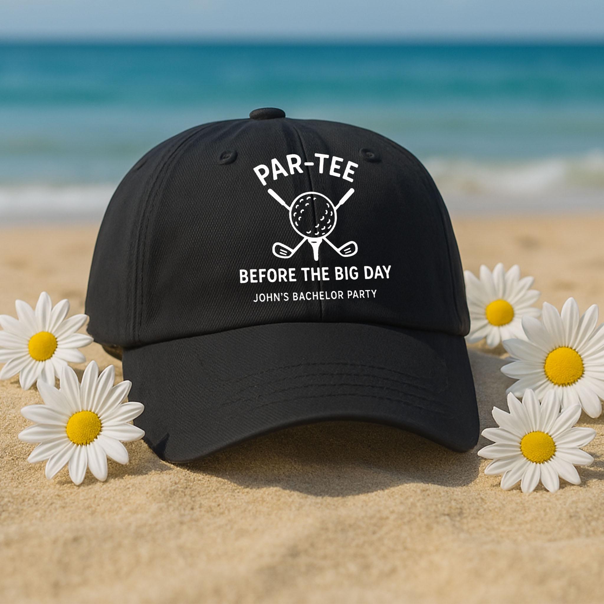 Par-Tee Bachelor Party Hat, Golf Themed Groom Cap, Custom Wedding Weekend Hat, Groomsmen Gift, Funny Golf Party Favor Hat