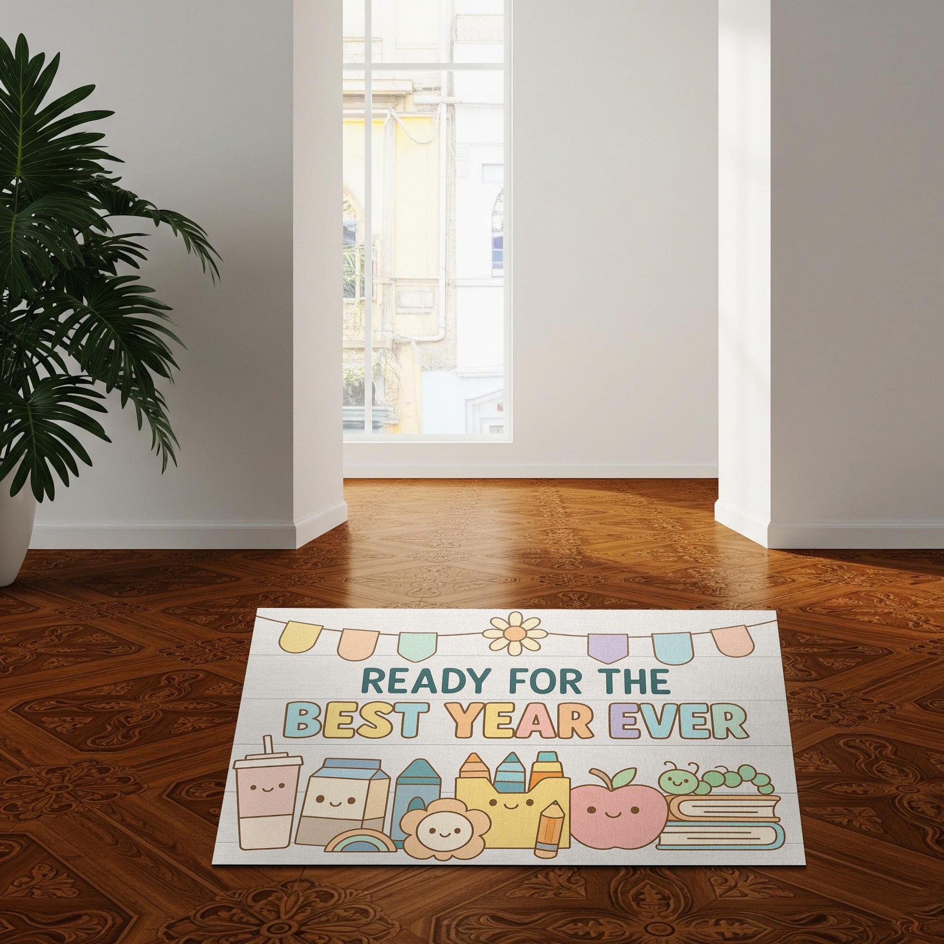 Ready for the Best Year Ever Doormat – Cute Back to School Welcome Mat, Teacher Classroom Rug, First Day of School Entryway Decor