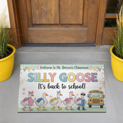Silly Goose Back to School Doormat – Funny Teacher Classroom Rug, Personalized Entry Mat for Welcome Area, Cute Goose Decor, School Doormat