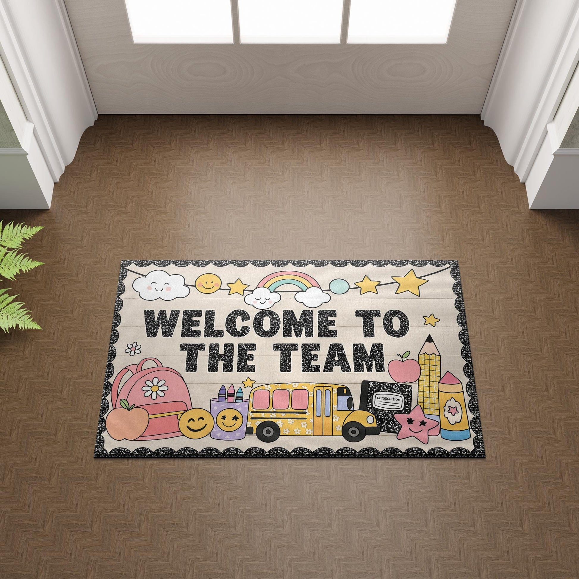 Welcome to the Team Doormat – Cute Teacher Classroom Entry Rug, Back to School Decor, Team Gift Mat for Staff, Coworkers or Teachers