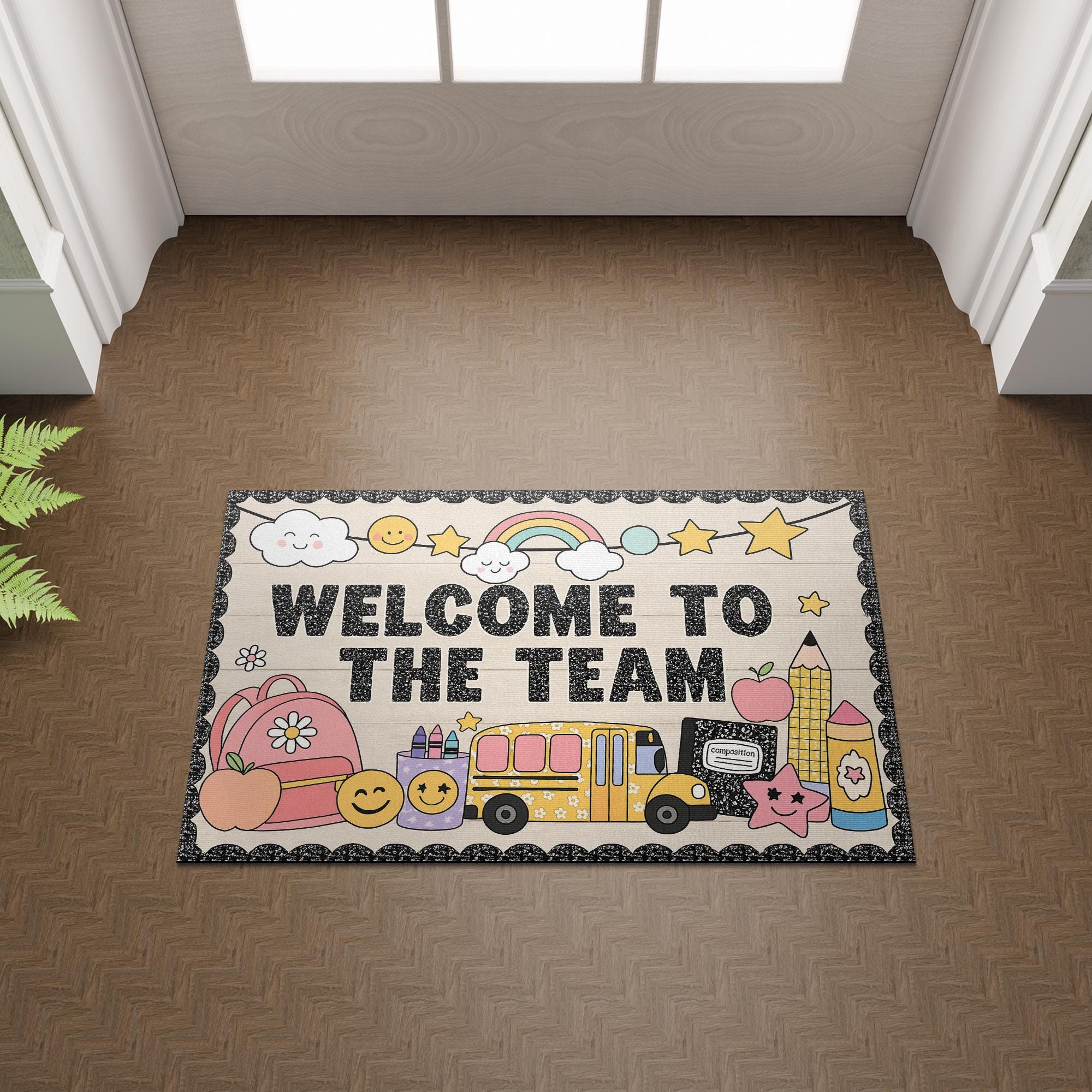 Welcome to the Team Doormat – Cute Teacher Classroom Entry Rug, Back to School Decor, Team Gift Mat for Staff, Coworkers or Teachers