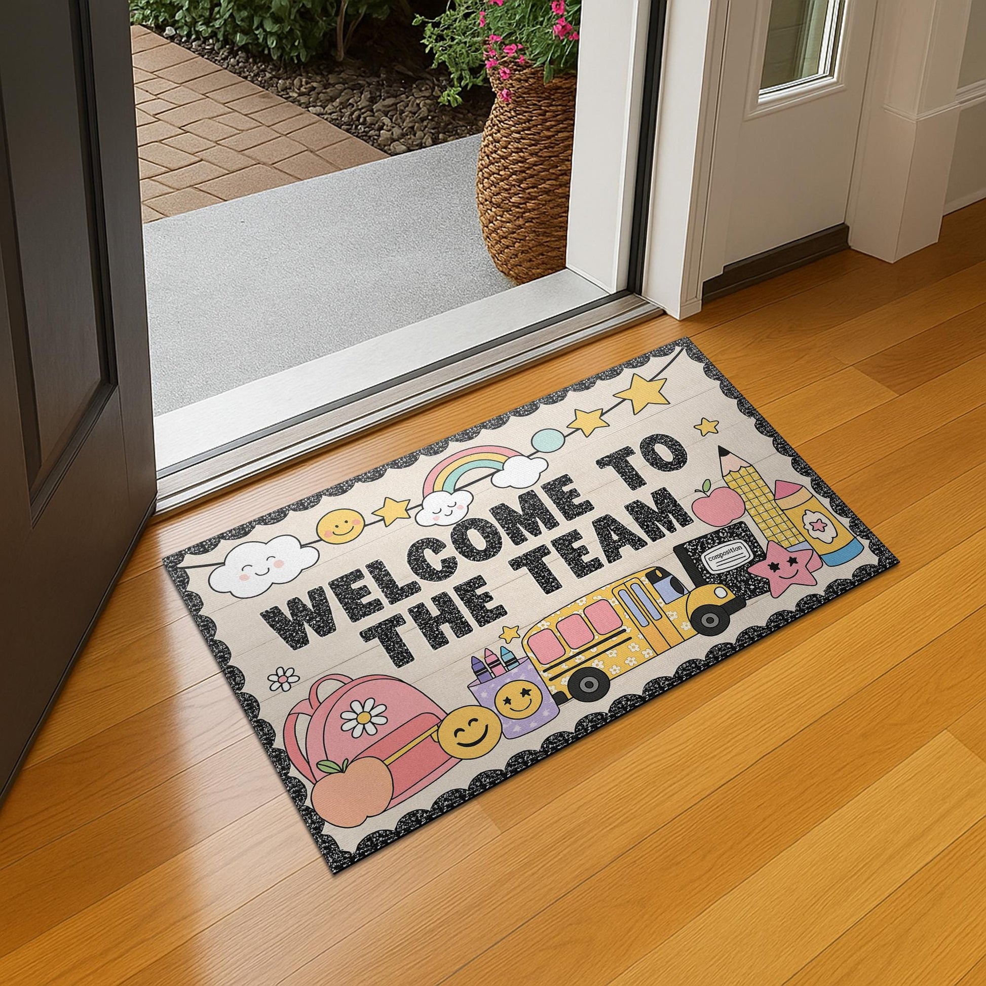 Welcome to the Team Doormat – Cute Teacher Classroom Entry Rug, Back to School Decor, Team Gift Mat for Staff, Coworkers or Teachers