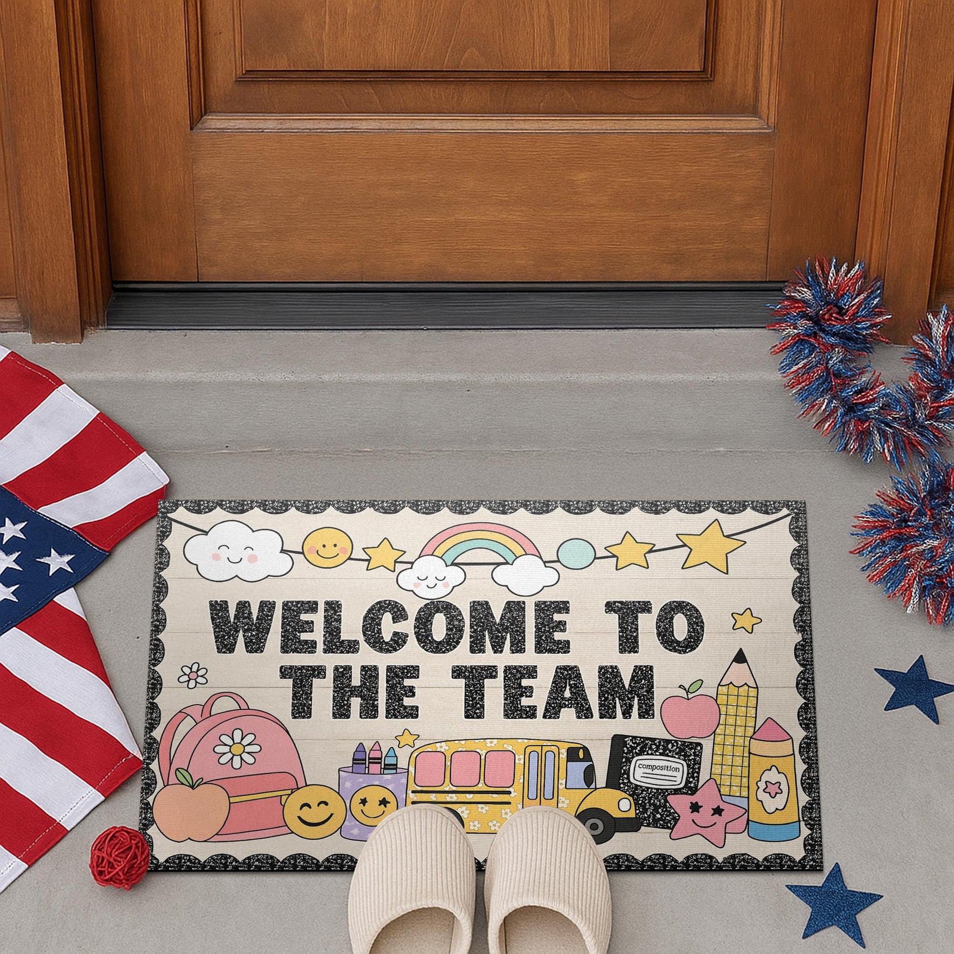 Welcome to the Team Doormat – Cute Teacher Classroom Entry Rug, Back to School Decor, Team Gift Mat for Staff, Coworkers or Teachers