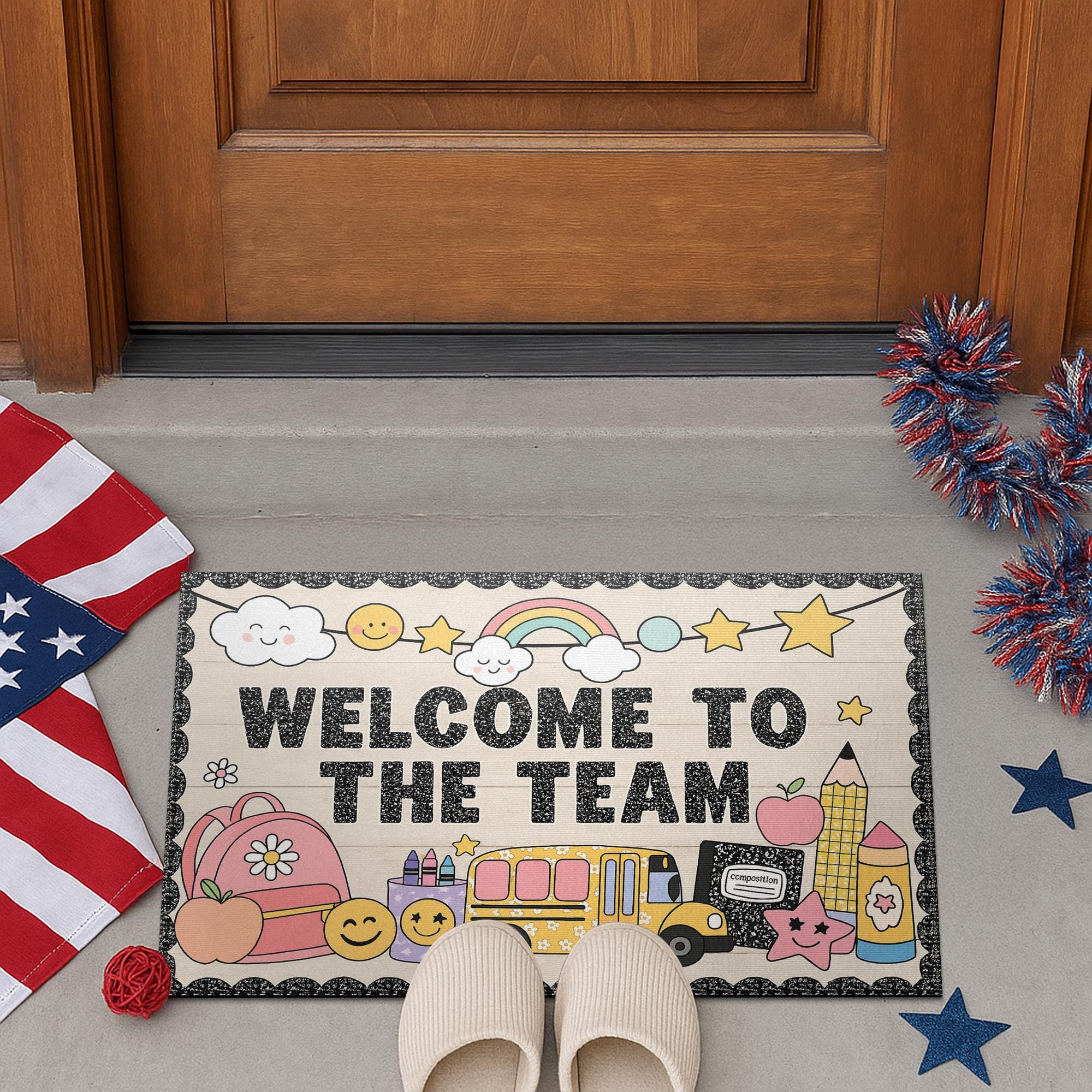 Welcome to the Team Doormat – Cute Teacher Classroom Entry Rug, Back to School Decor, Team Gift Mat for Staff, Coworkers or Teachers