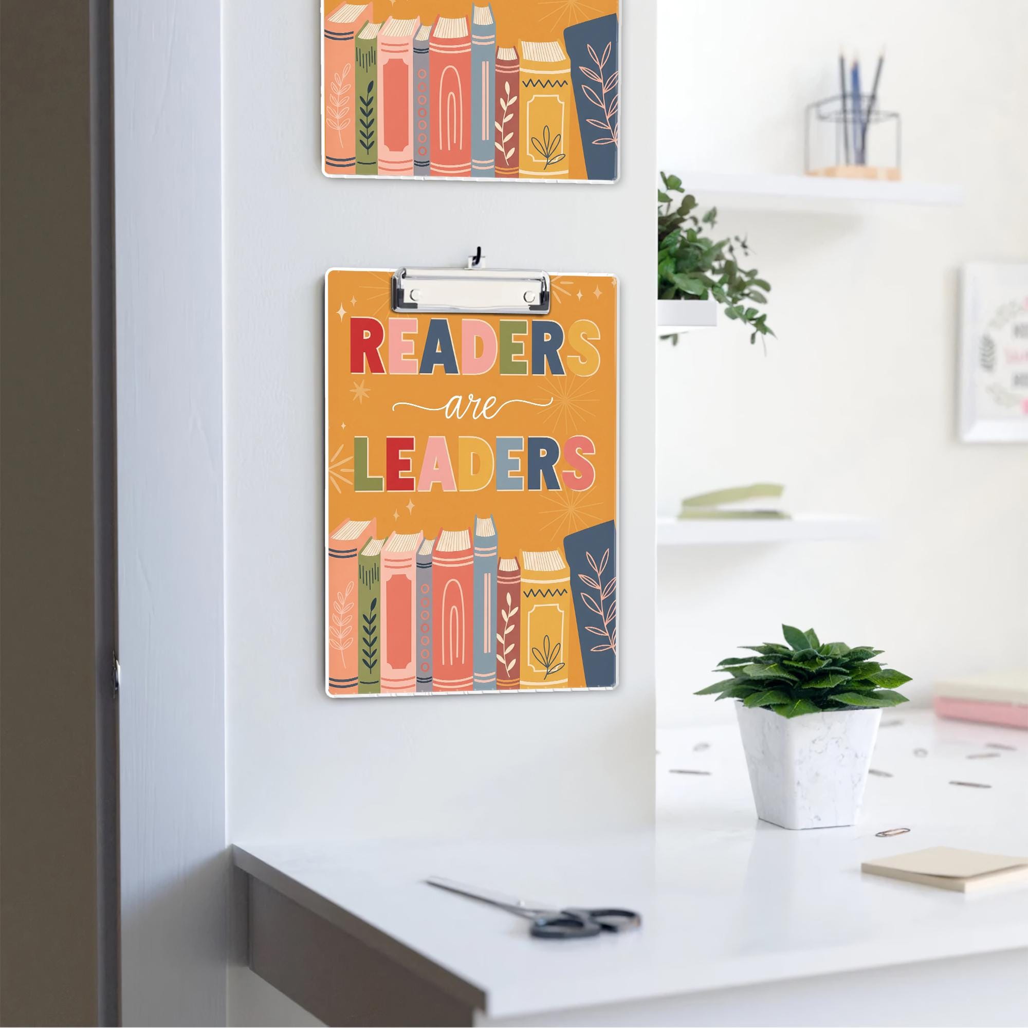 Readers Are Leaders Clipboard, Cute Teacher Reading Clipboard, Classroom Gift for Book Lovers, Literacy Decor for Library or Desk, Educators