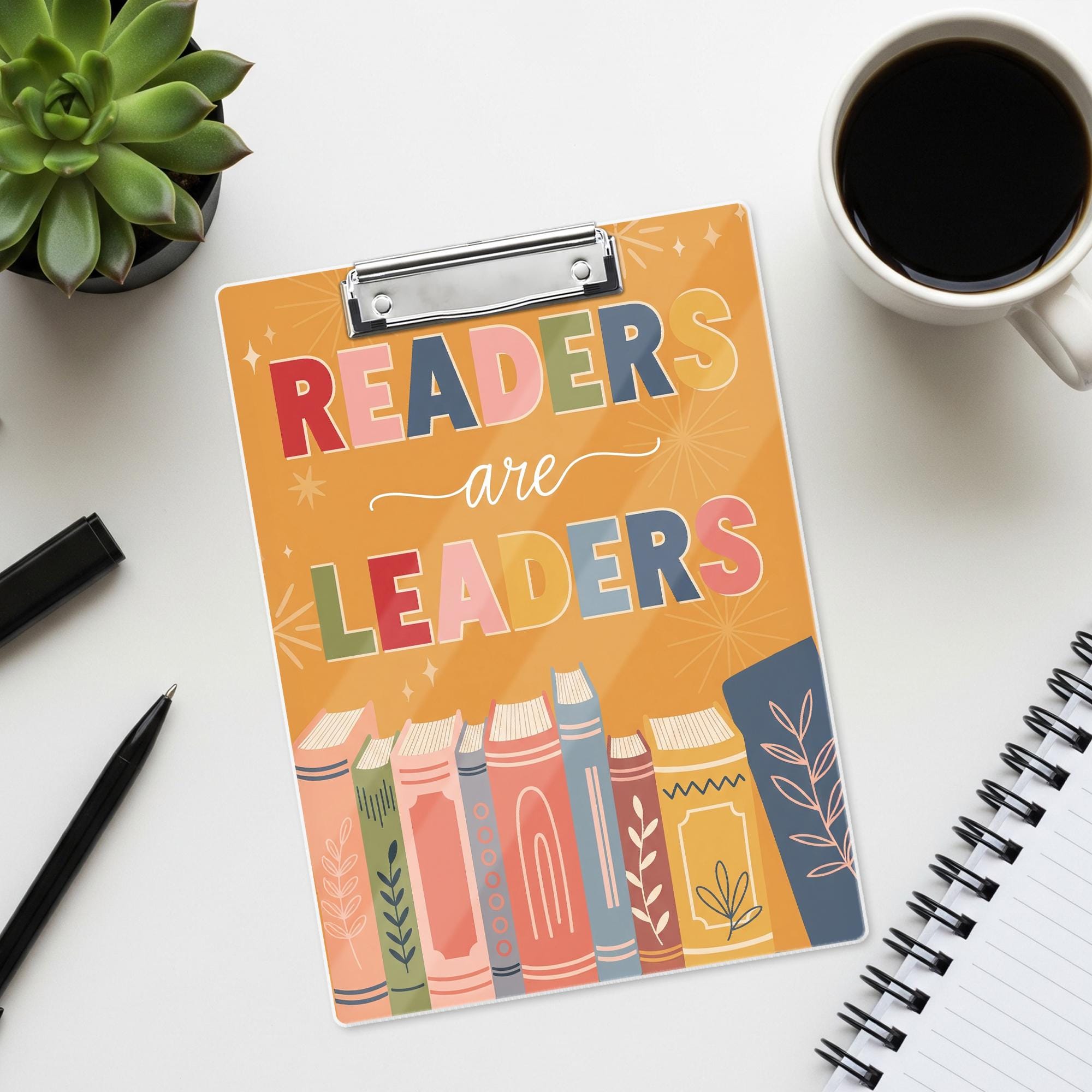 Readers Are Leaders Clipboard, Cute Teacher Reading Clipboard, Classroom Gift for Book Lovers, Literacy Decor for Library or Desk, Educators