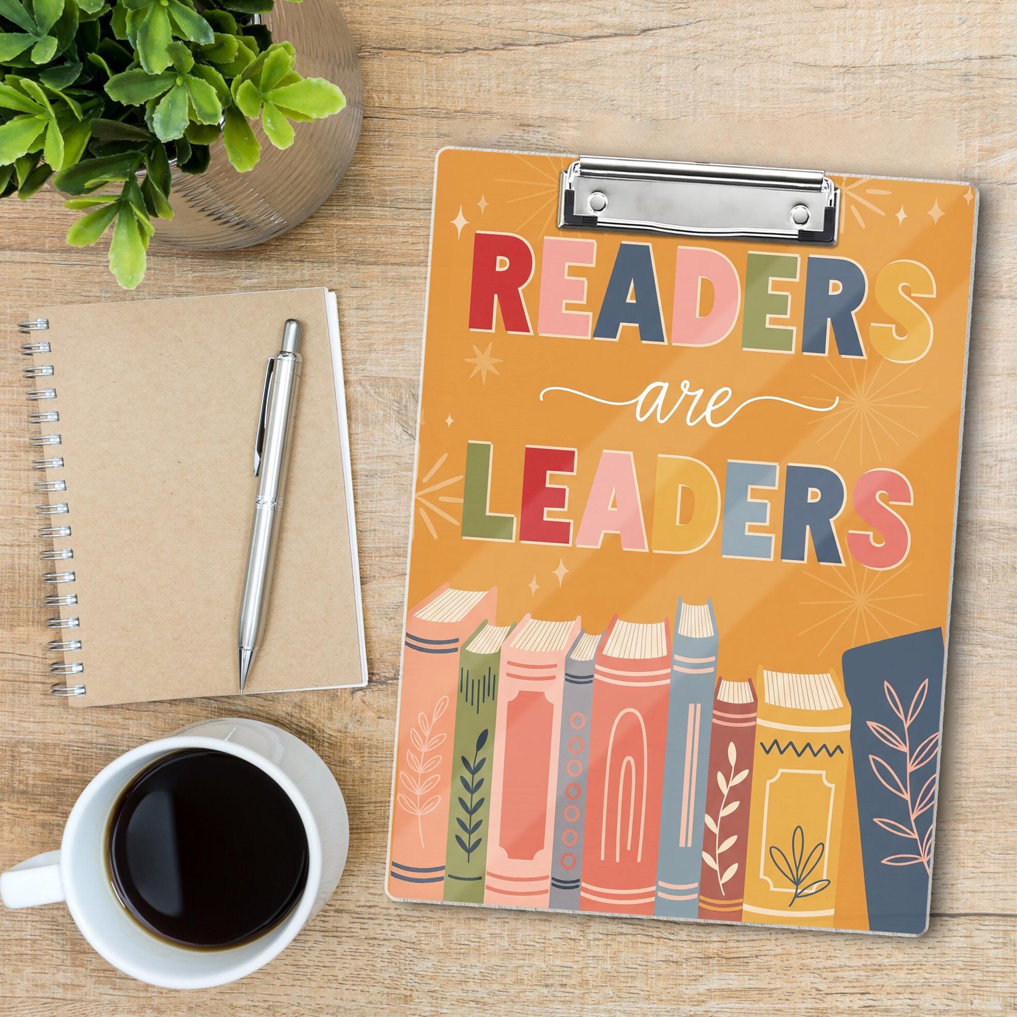 Readers Are Leaders Clipboard, Cute Teacher Reading Clipboard, Classroom Gift for Book Lovers, Literacy Decor for Library or Desk, Educators