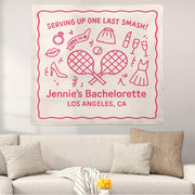 Tennis Bachelorette Party Tapestry, Custom Bride Backdrop, Last Smash Banner, Bridal Shower Decor for Tennis Lover Bride